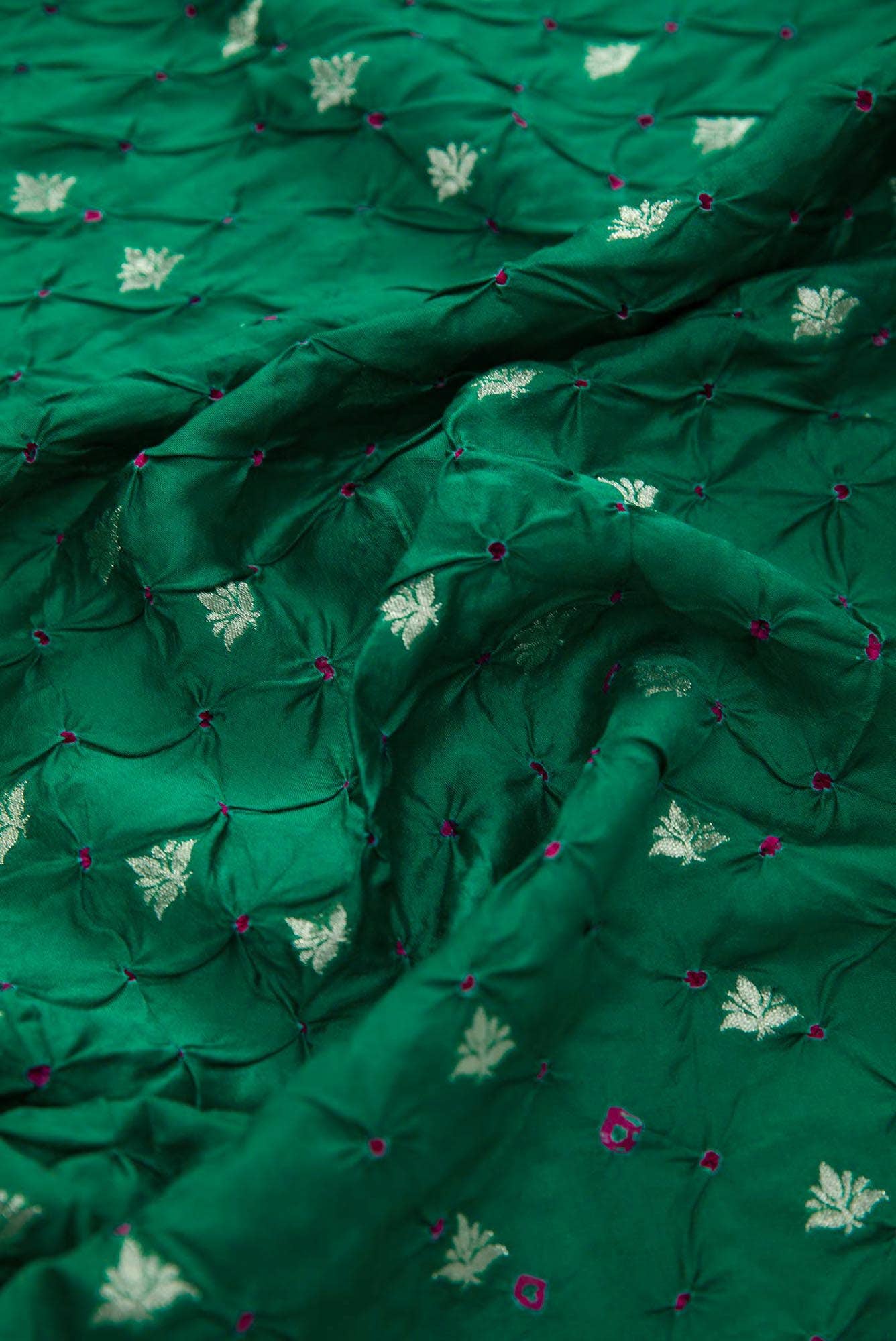Green Bandhani Silk Dress Material