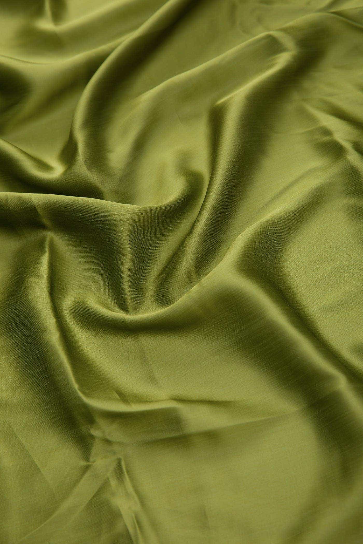 Green Blended Satin Crepe Dress Material