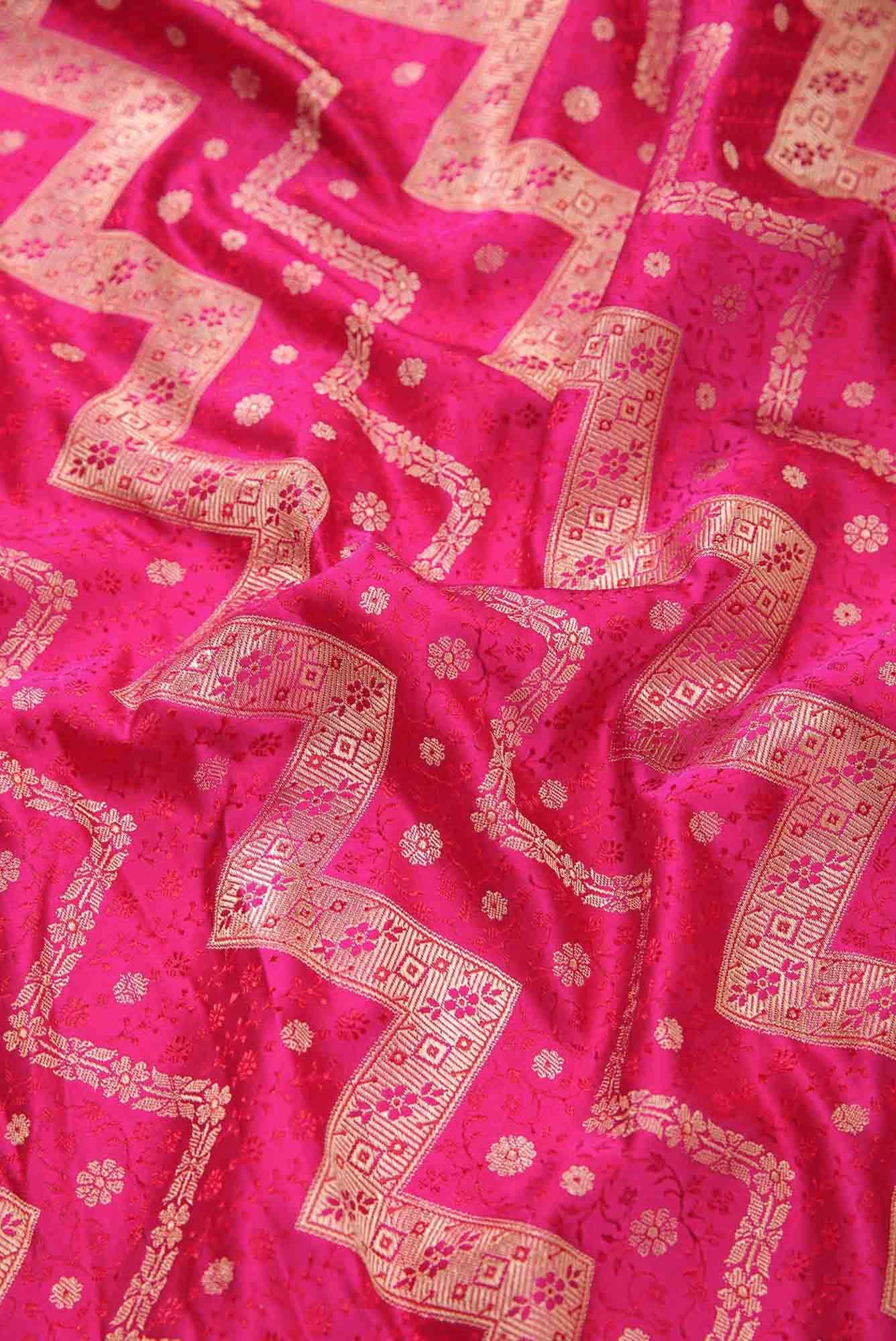 Dark Pink Banarasi Silk Dress Material