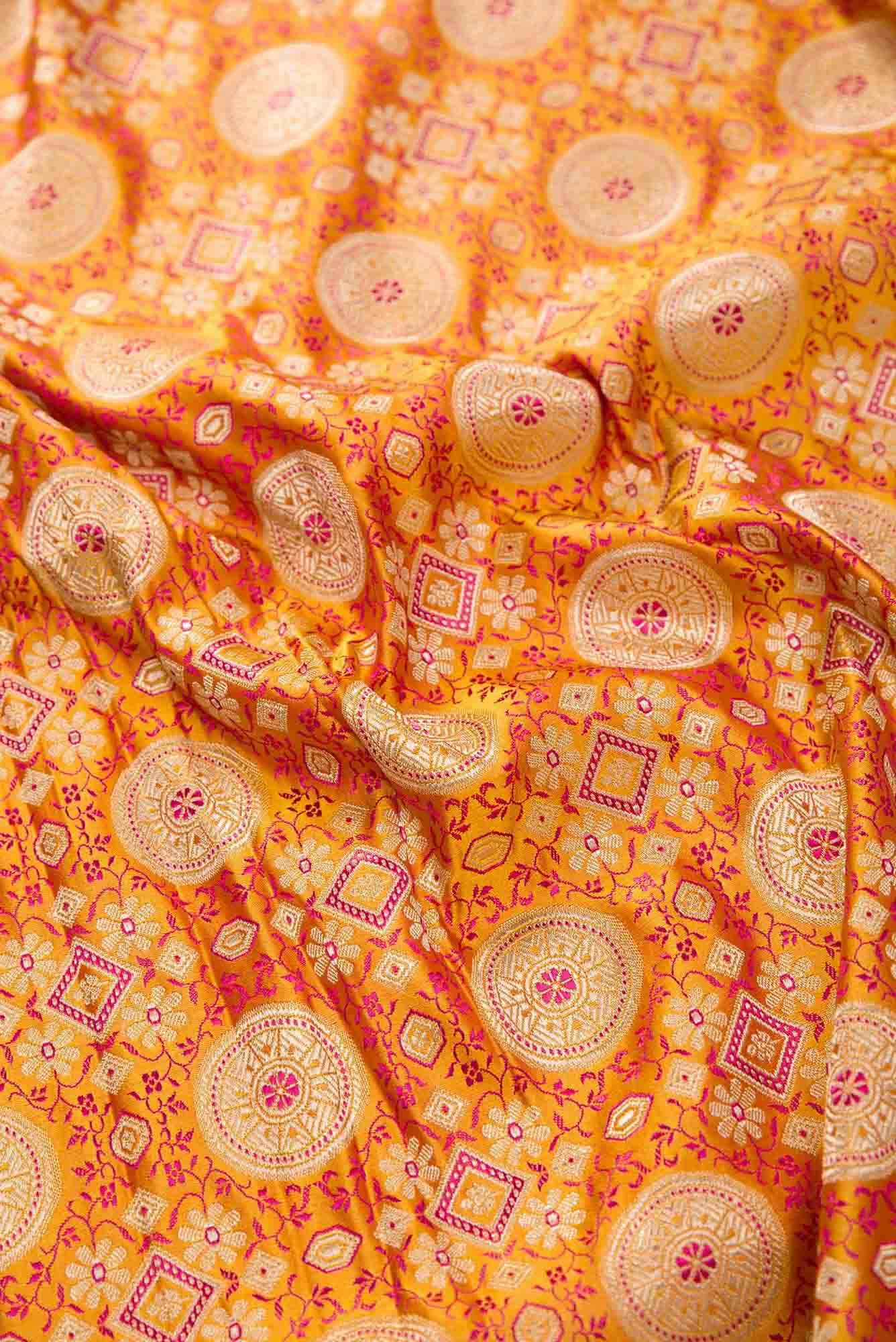 Mustard Banarasi Silk Dress Material