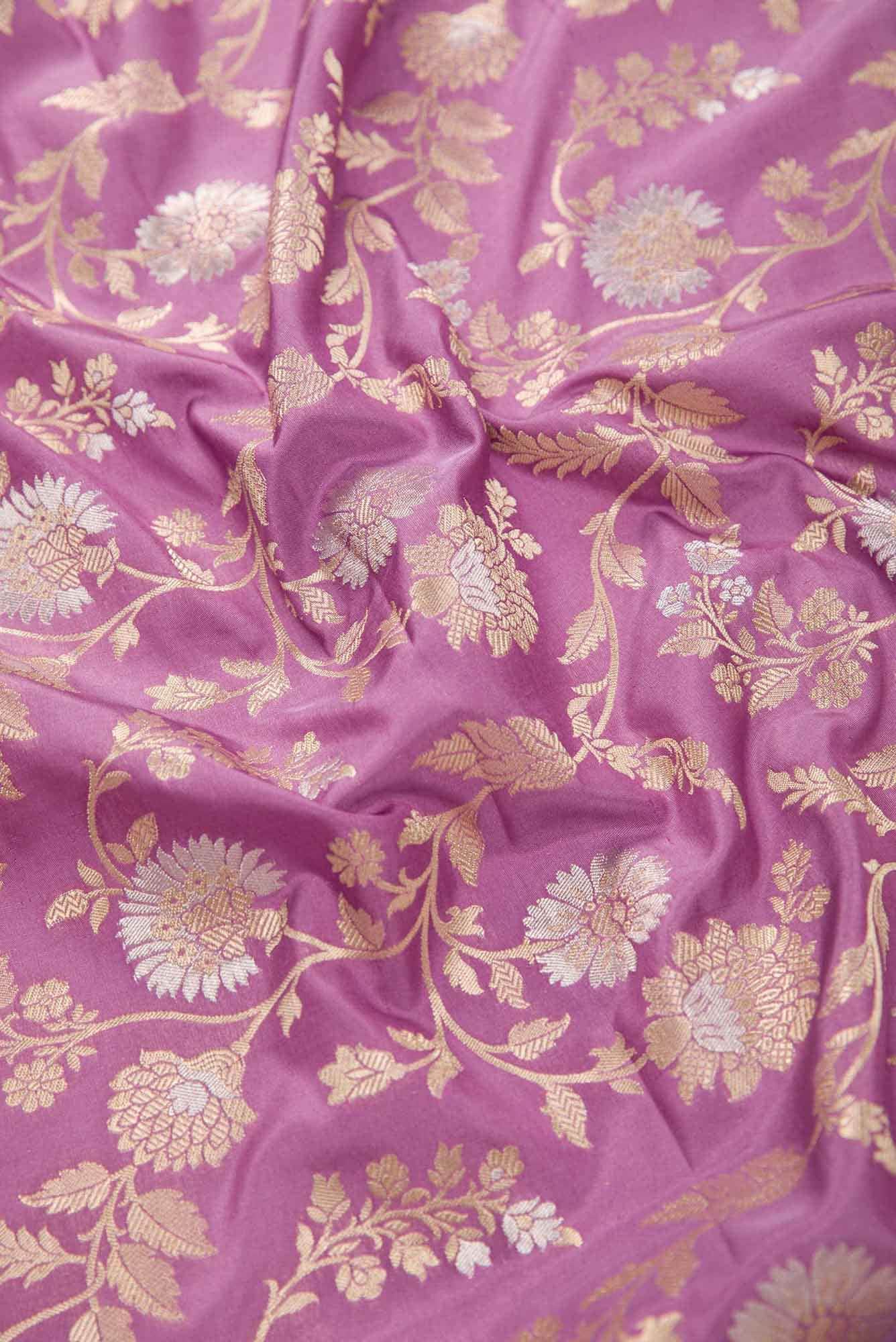 Lavender Banarasi Silk Dress Material