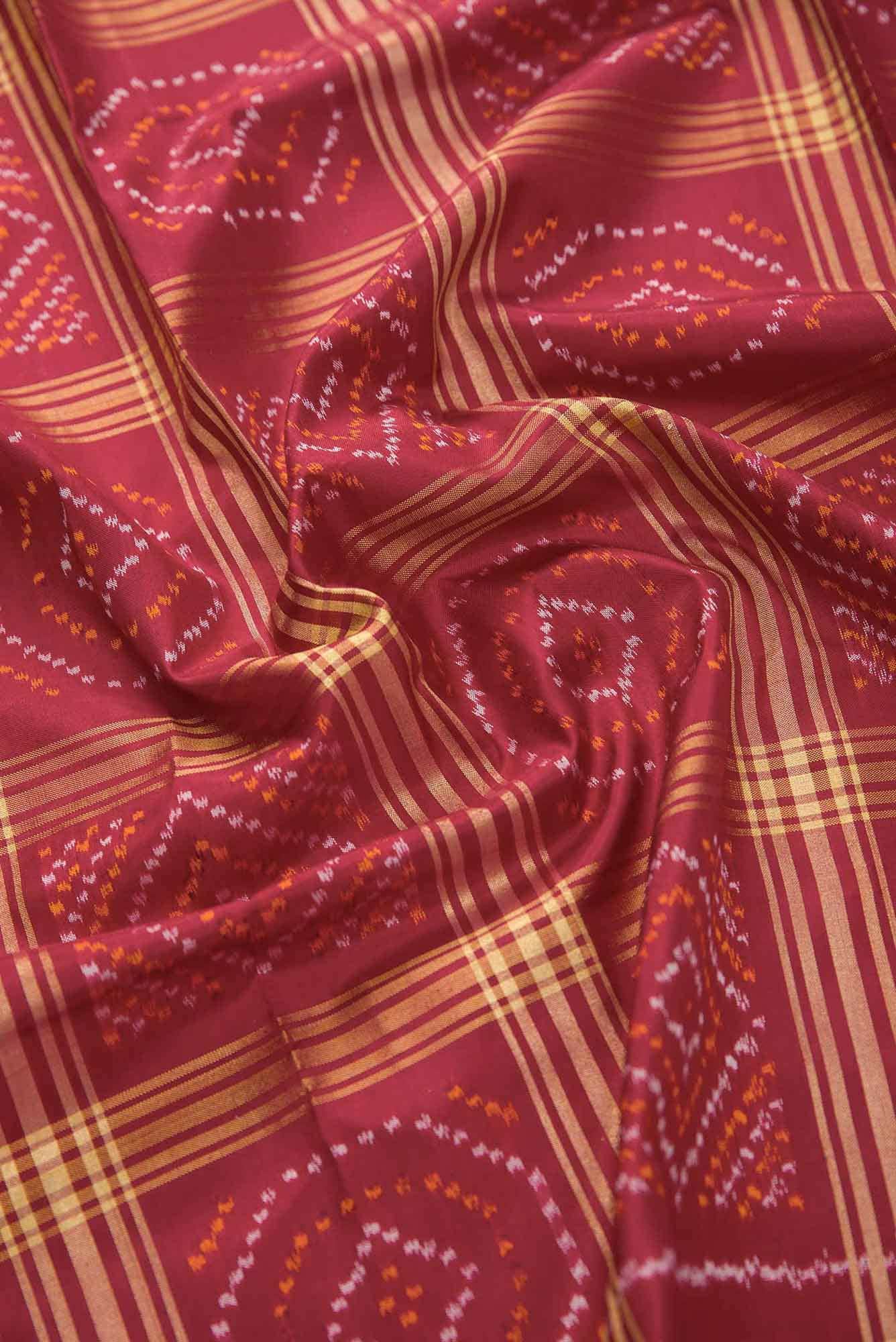 Maroon Double Ikat Dress Material