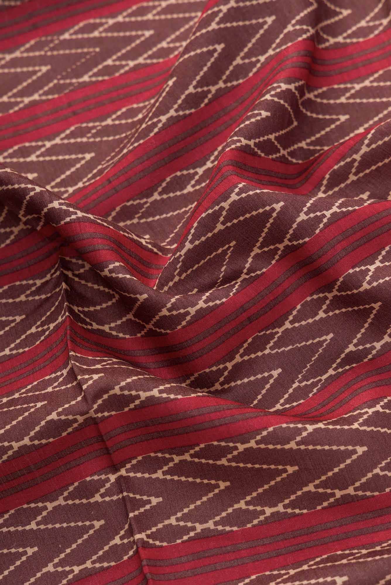 Brown Chanderi Silk Dress Material