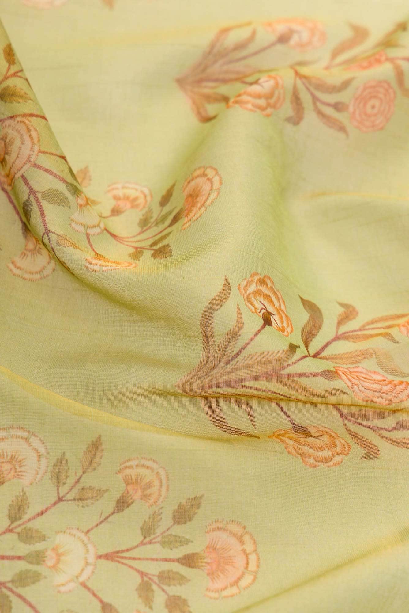 Pista Green Chanderi Tissue Silk Dress Material