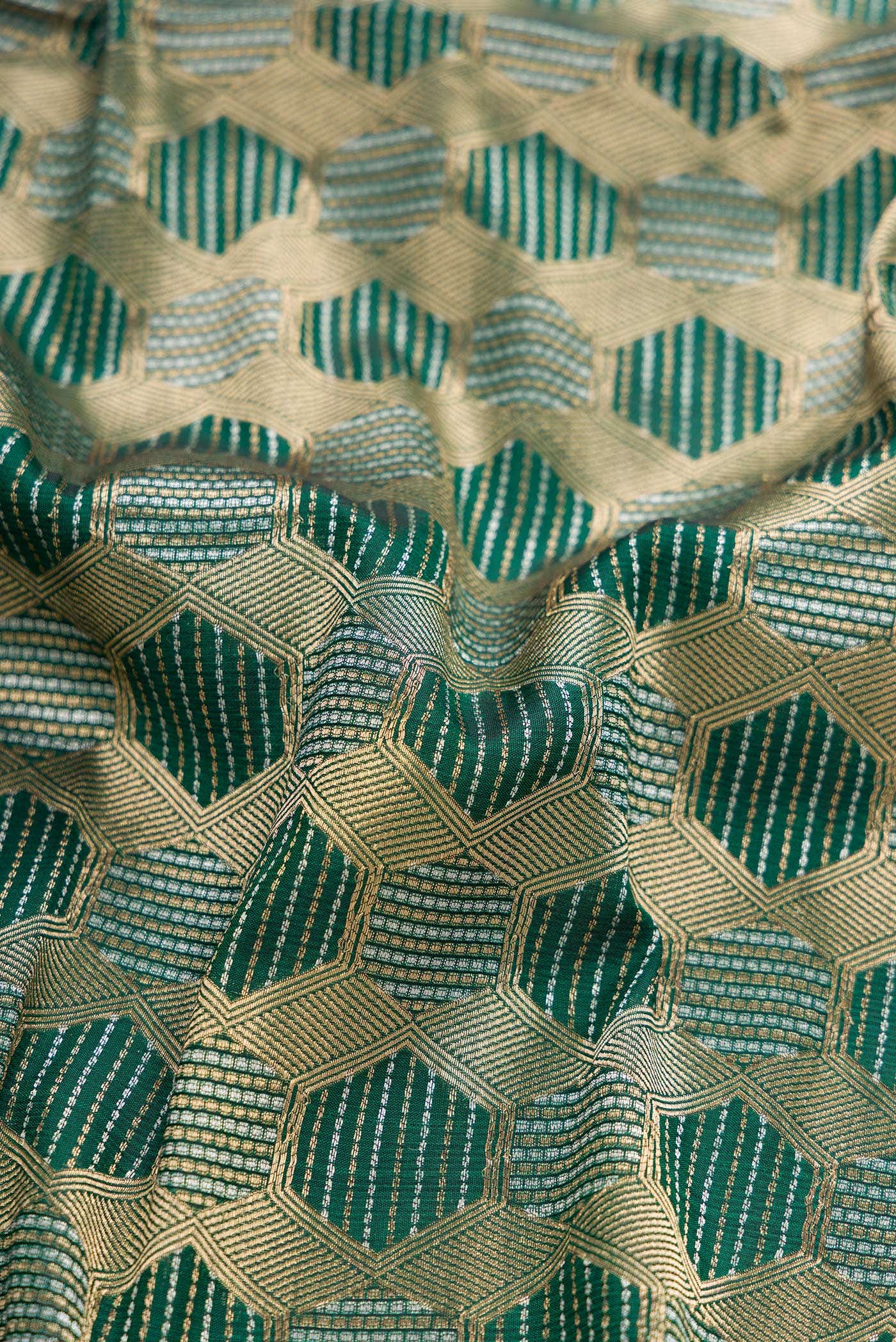 Green Banarasi Silk Dress Material