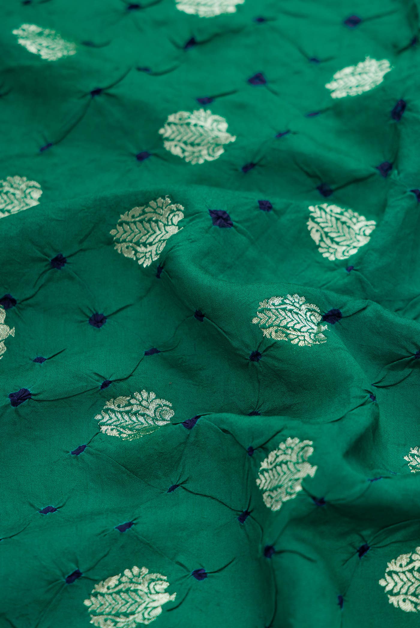 Green Bandhani Silk Dress Material