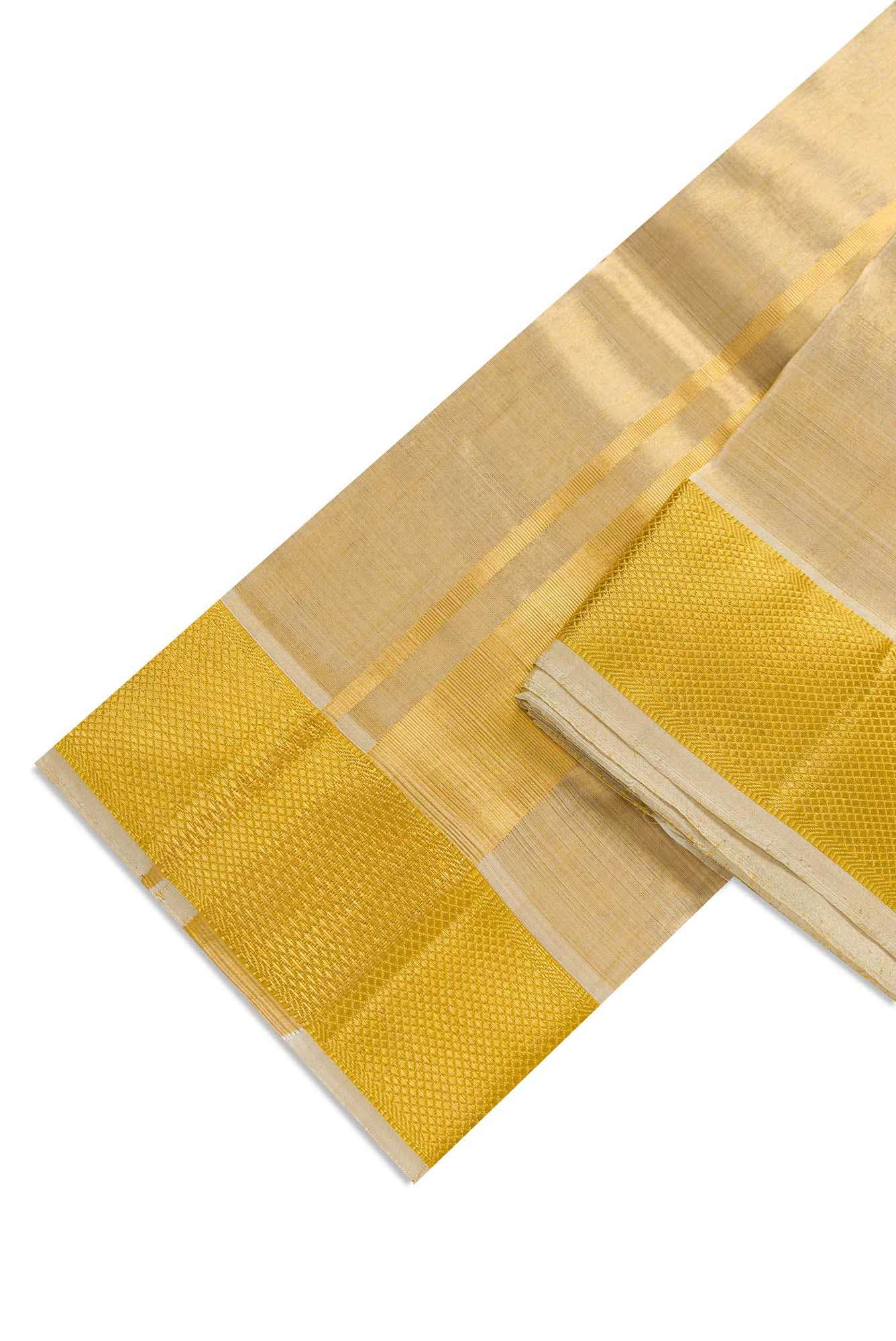 Gold Silk Dhoti With Angavastram (9X 5) Muzham