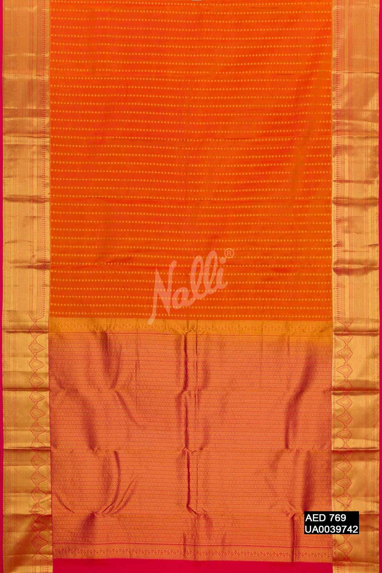 Orange Kanchipuram Silk Saree
