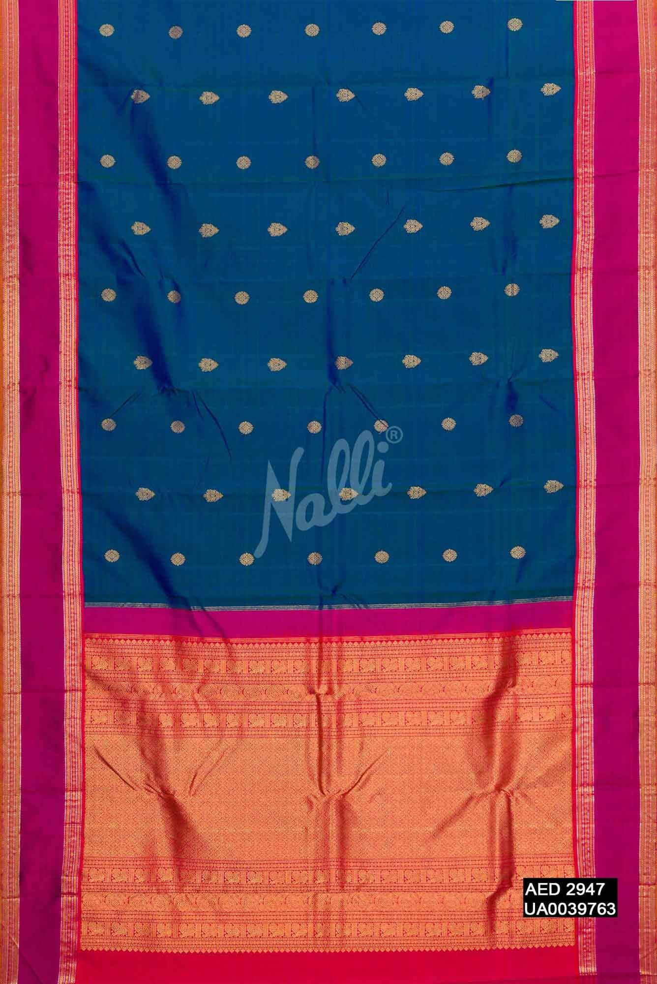 Peacock Blue Kanchipuram Silk Saree