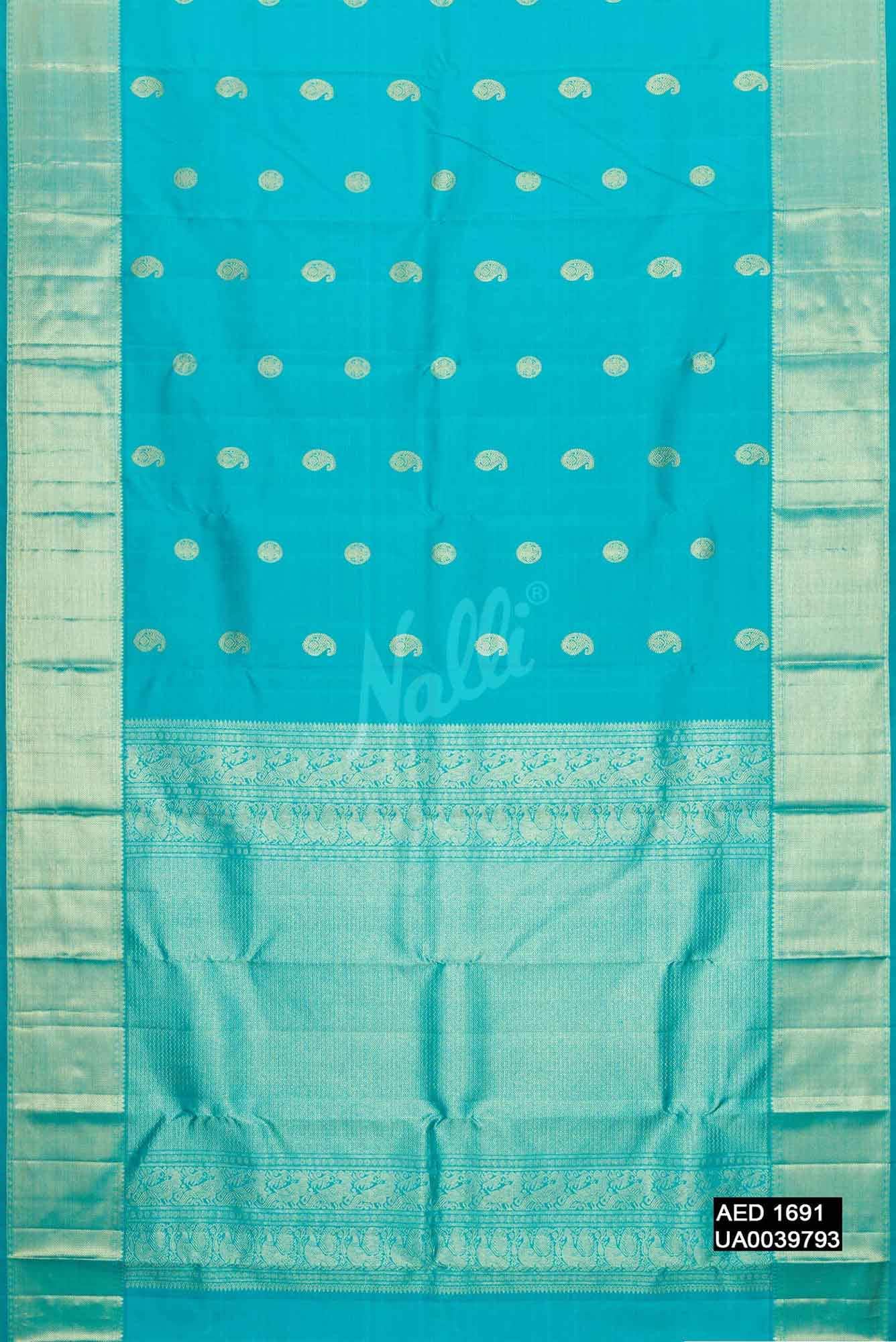 Sky Blue Kanchipuram Silk Saree