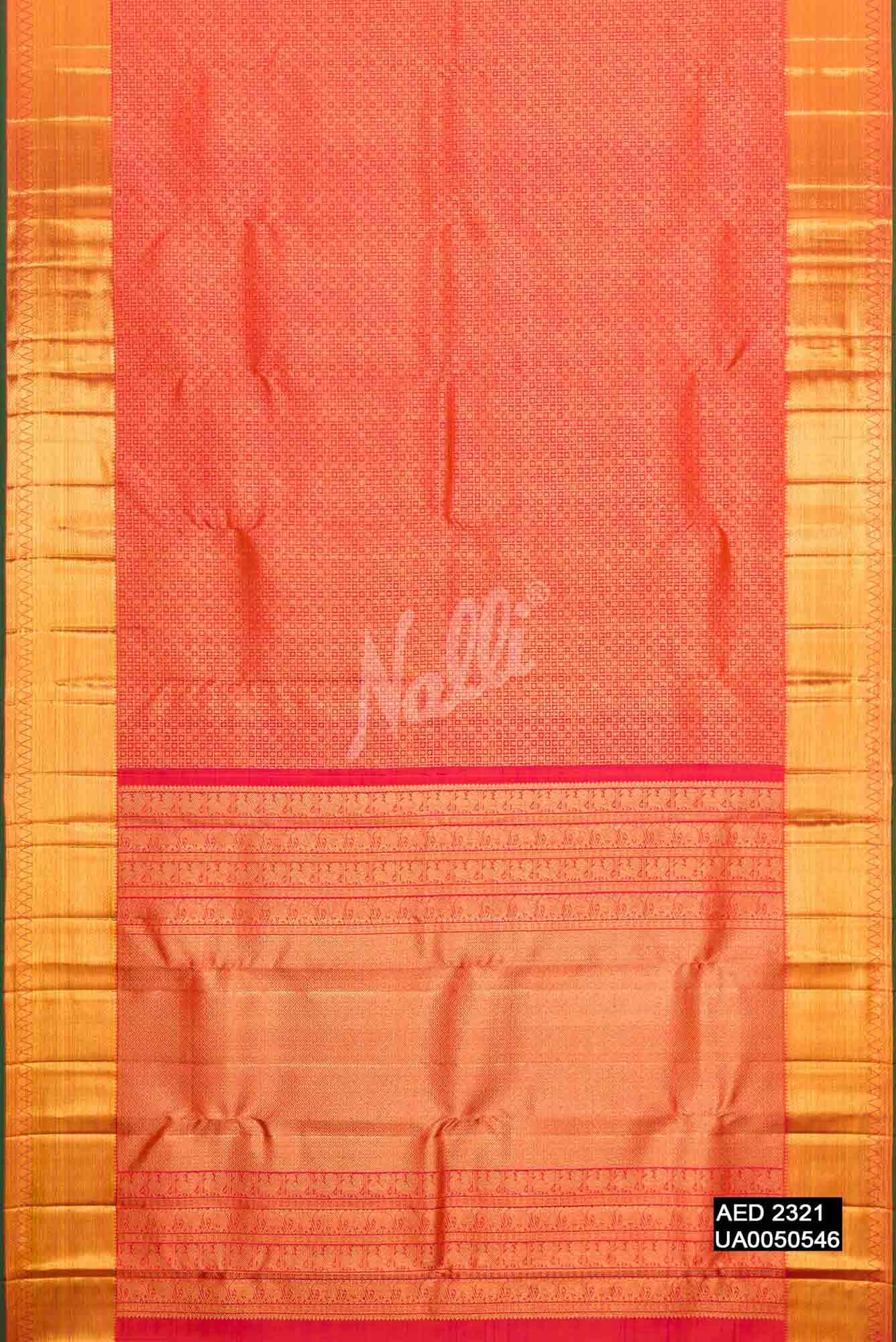 Coral Kanchipuram Silk Saree