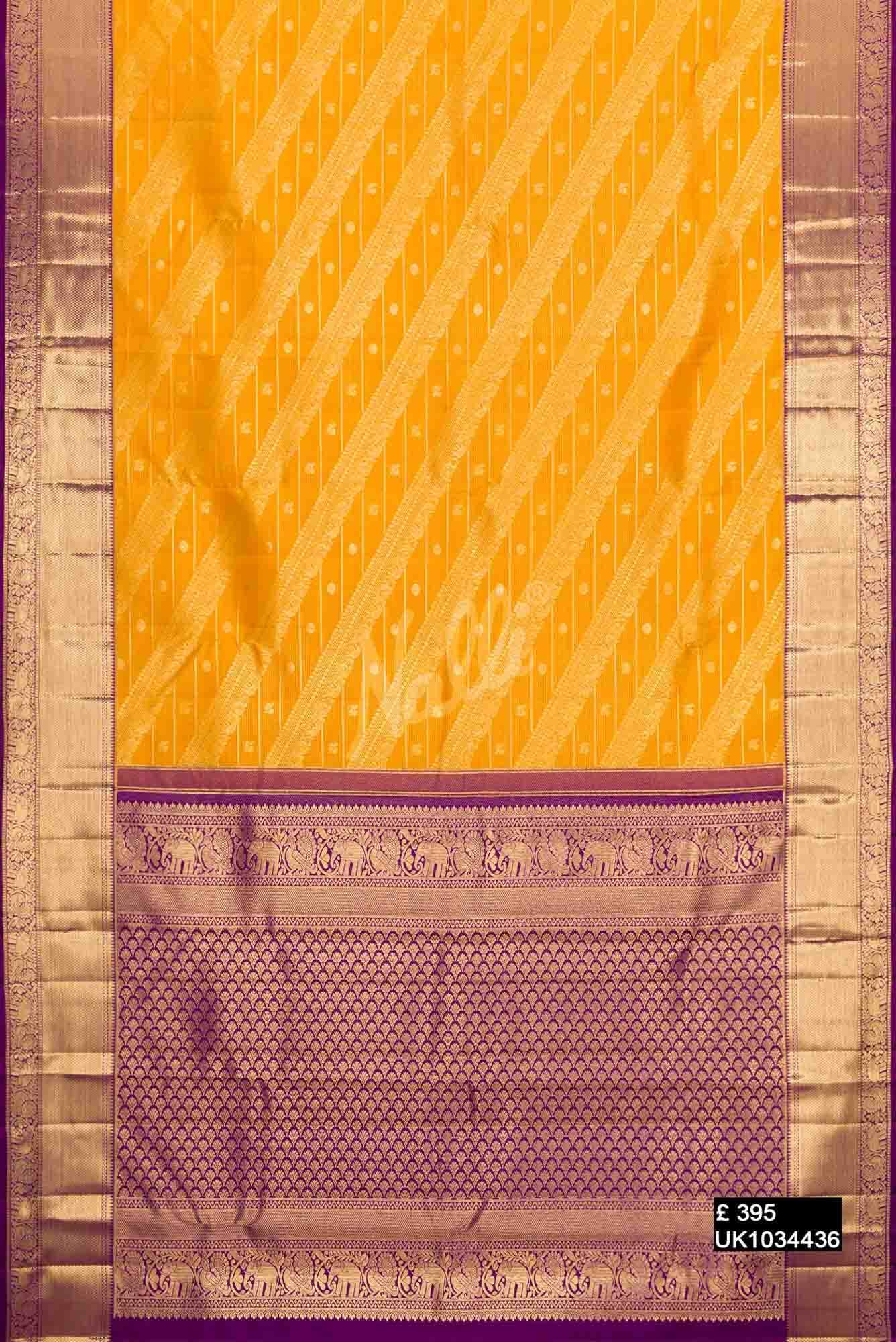 Mustard Kanchipuram Silk Saree