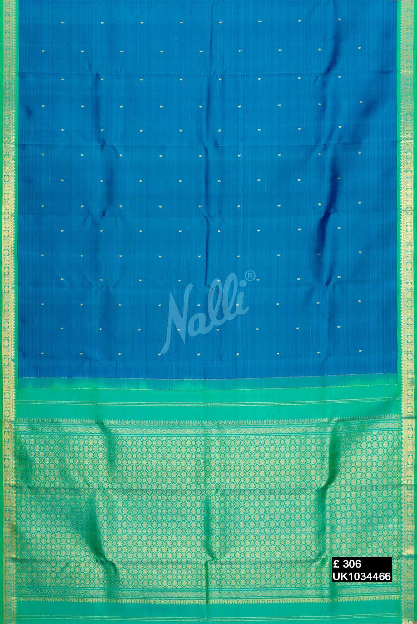 Peacock Blue Kanchipuram Silk Saree