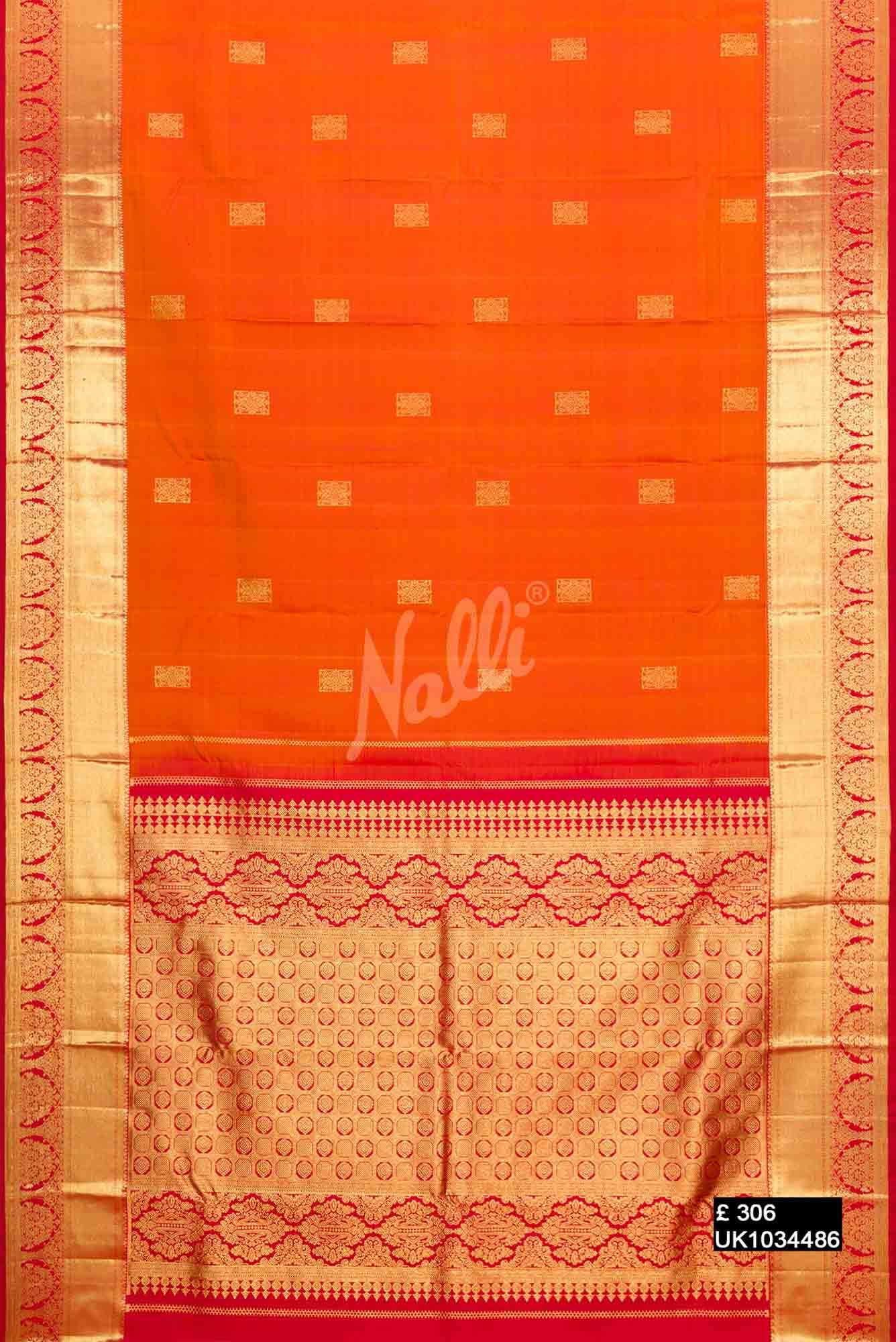 Orange Kanchipuram Silk Saree