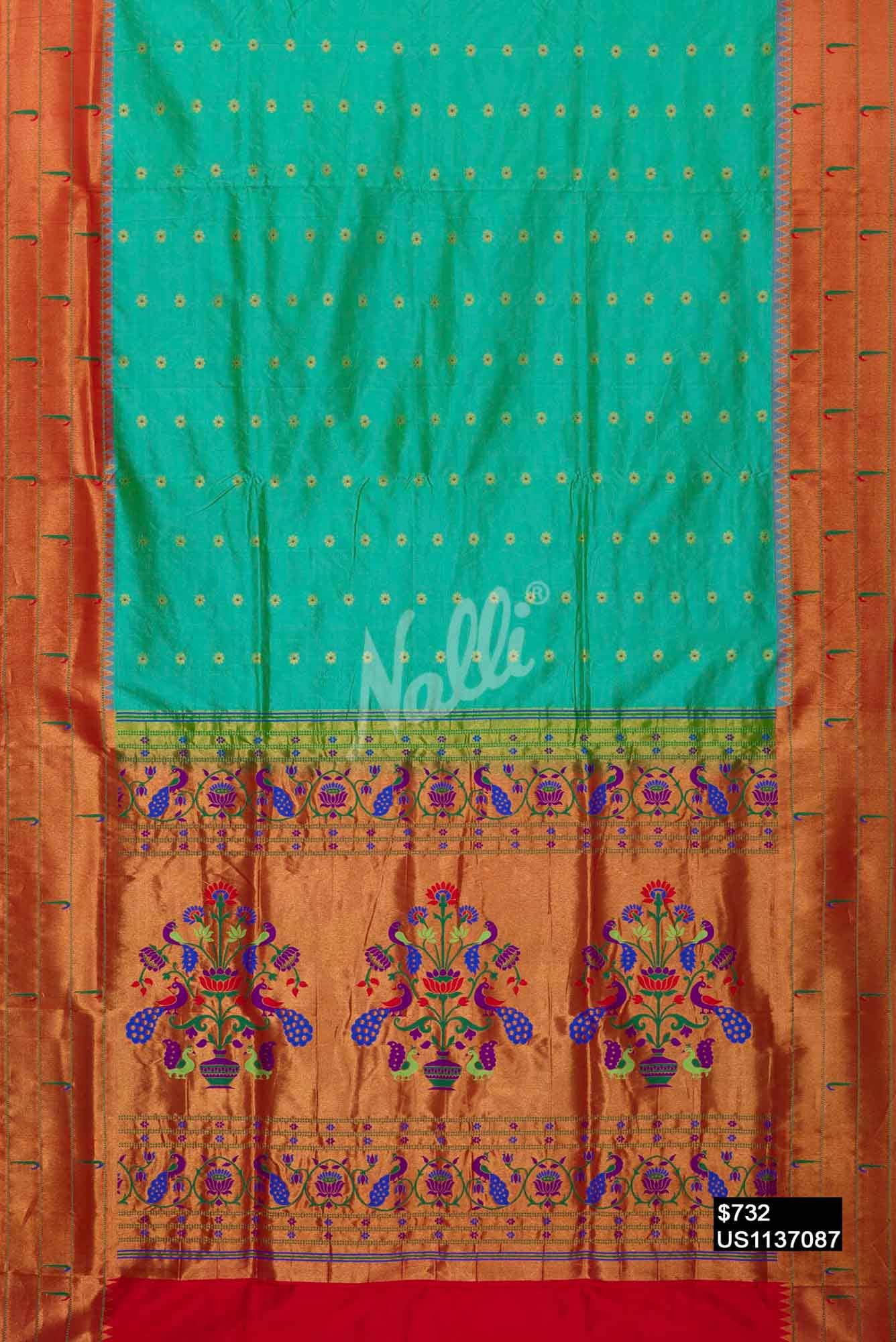 Sea Green Paithani Silk Saree