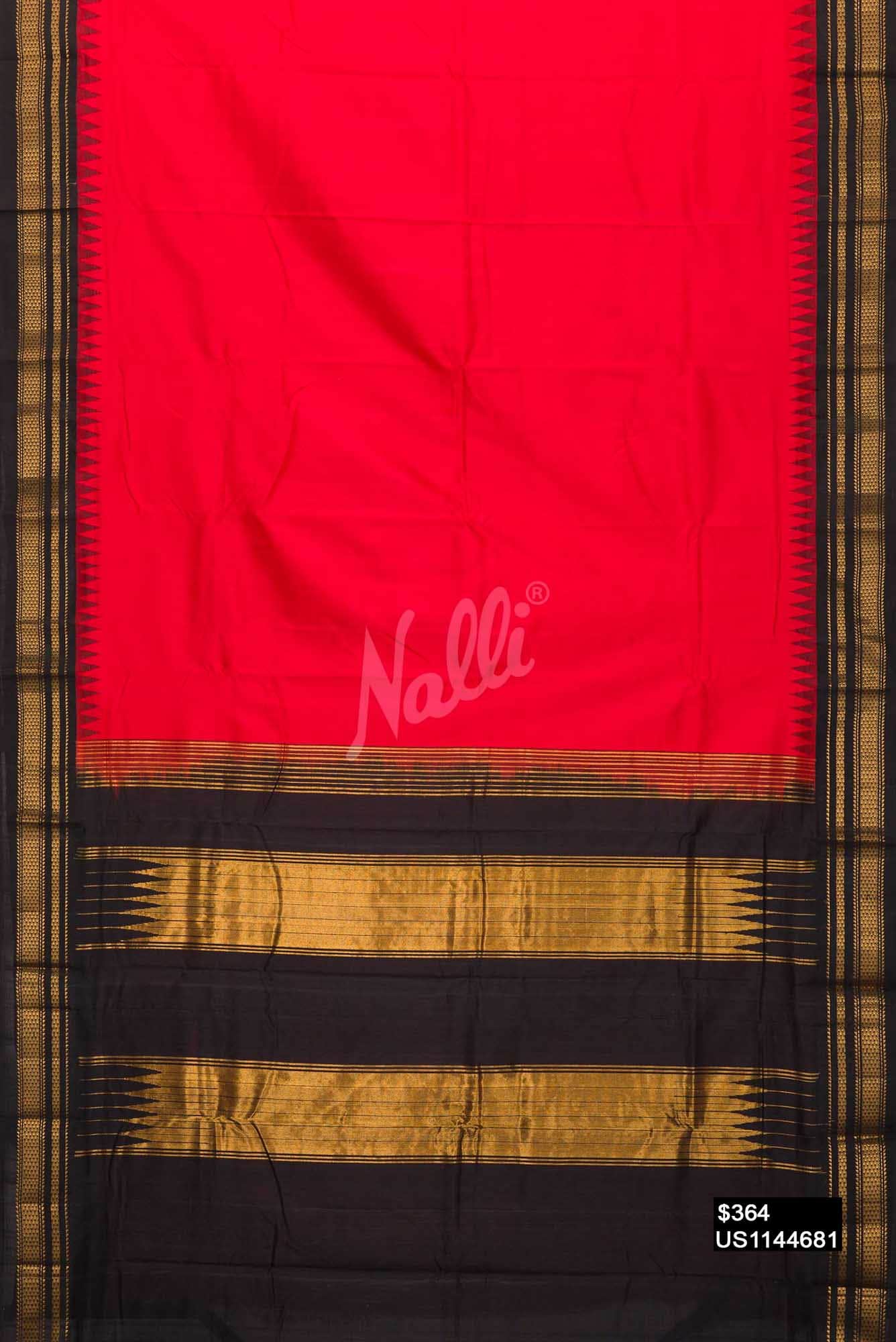 Red Gadwal Silk Saree