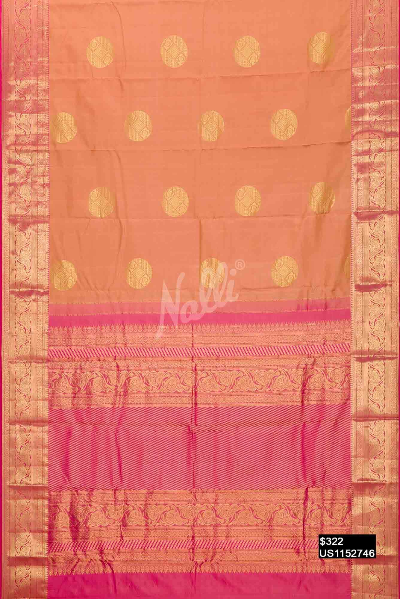 Peach Kanchipuram Silk Saree