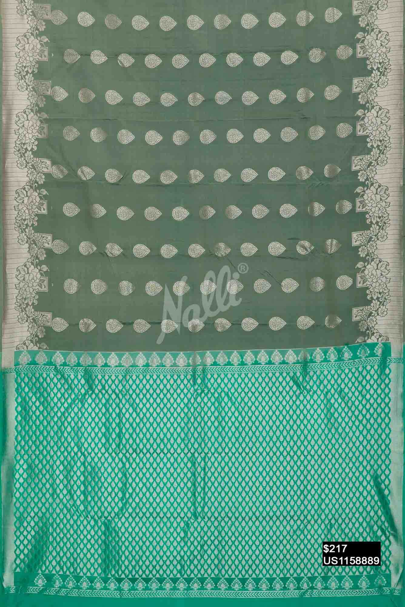Olive Green Kanchipuram Silk Saree