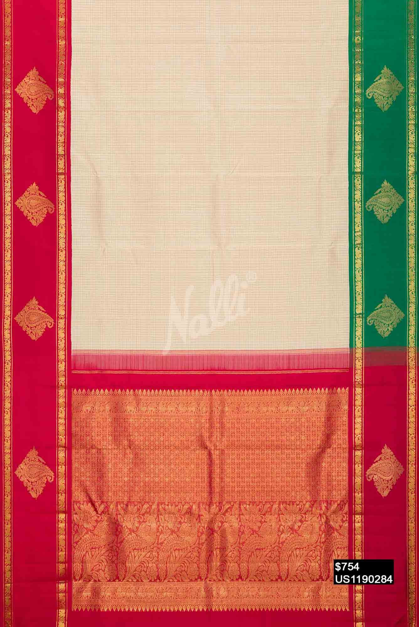 Sandal Kanchipuram Silk Saree