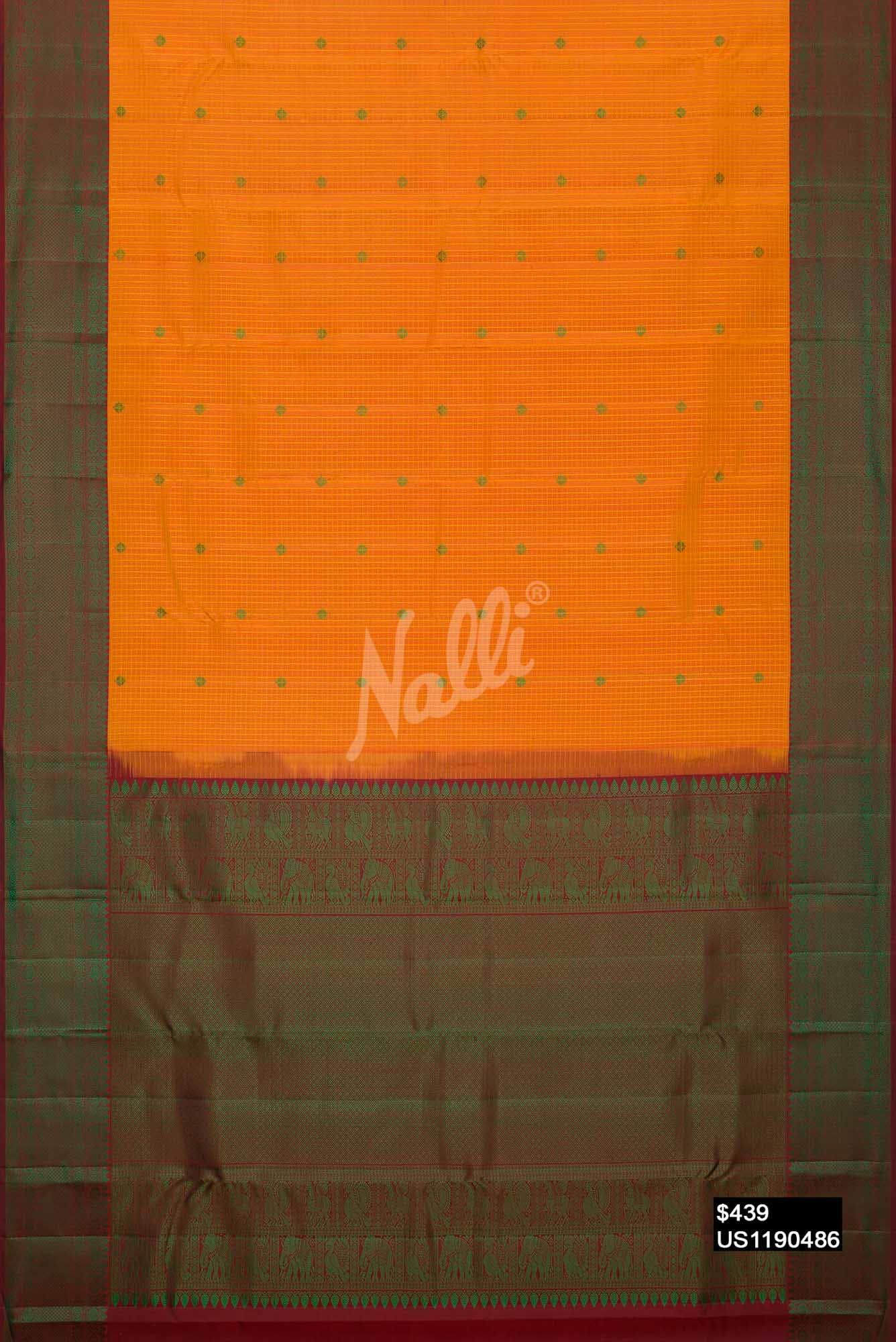 Orange Kanchipuram Silk Saree