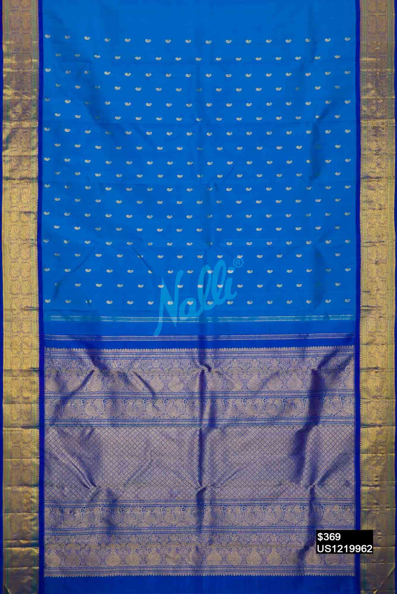 Sky Blue Kanchipuram Silk Saree