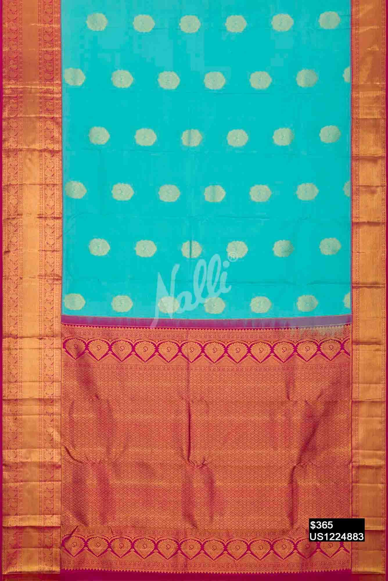 Sky Blue Kanchipuram Silk Saree