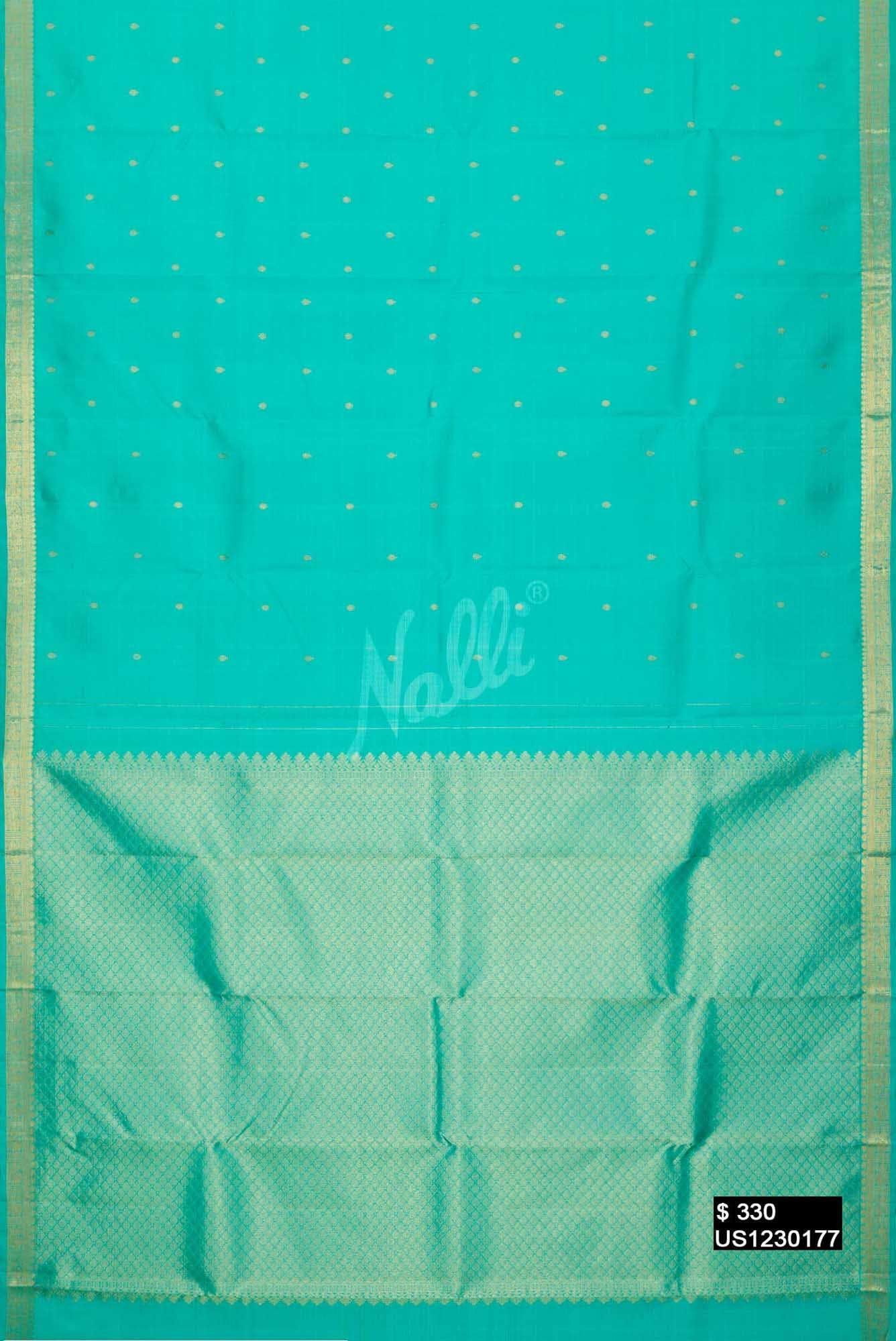 Sea Green Kanchipuram Silk Saree