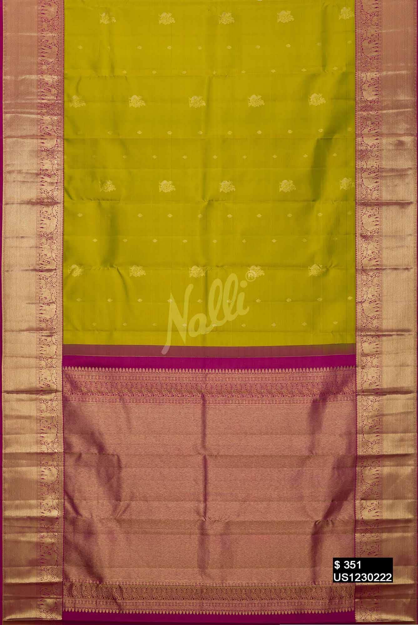 Parrot Green Kanchipuram Silk Saree