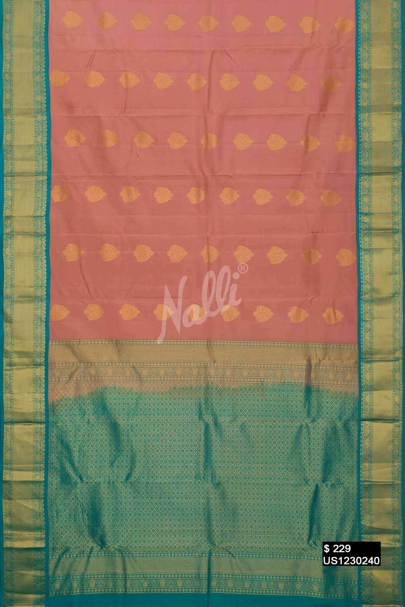 Rose Gold Kanchipuram Silk Saree