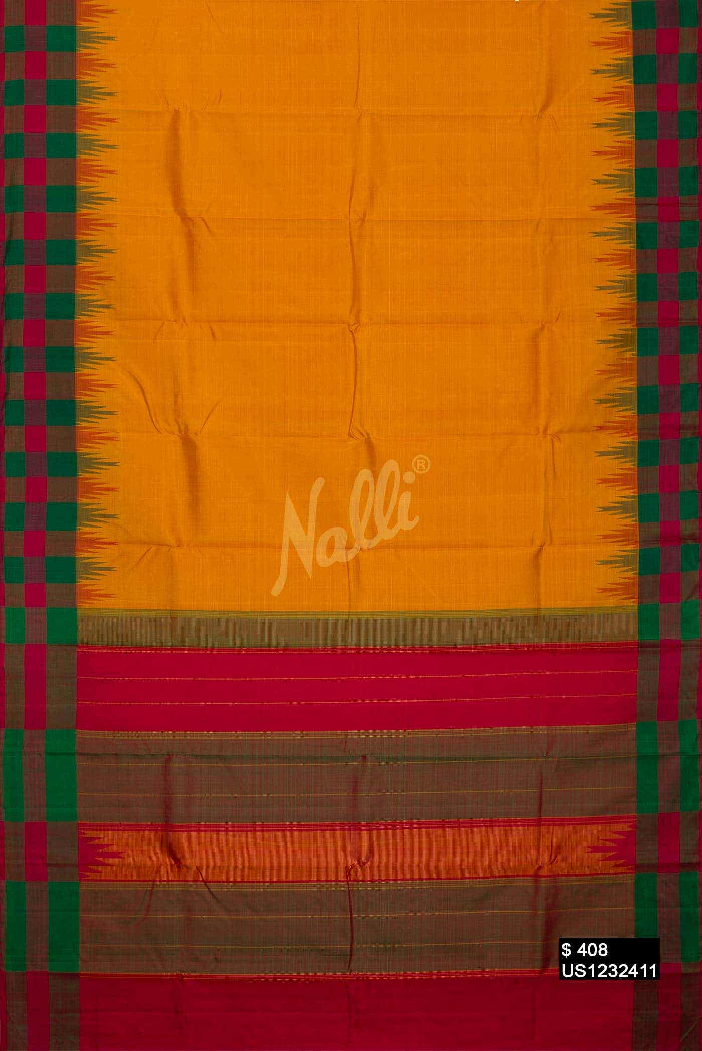 Mustard Kanchipuram Silk Saree
