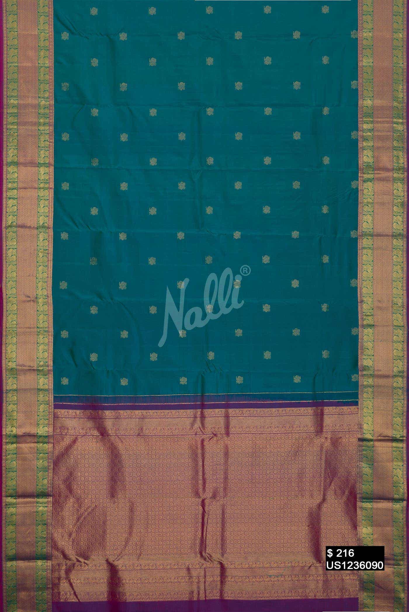 Peacock Blue Kanchipuram Silk Saree