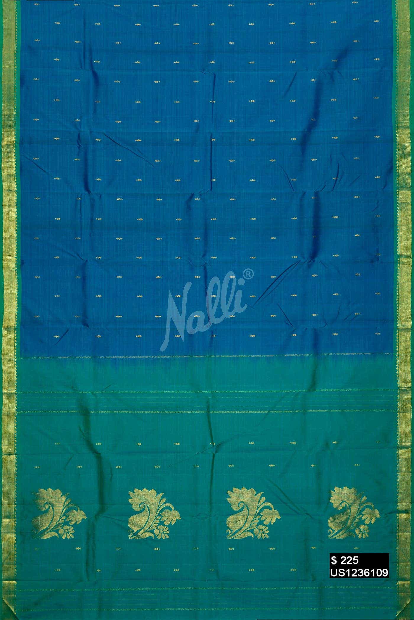 Peacock Blue Kanchipuram Silk Saree