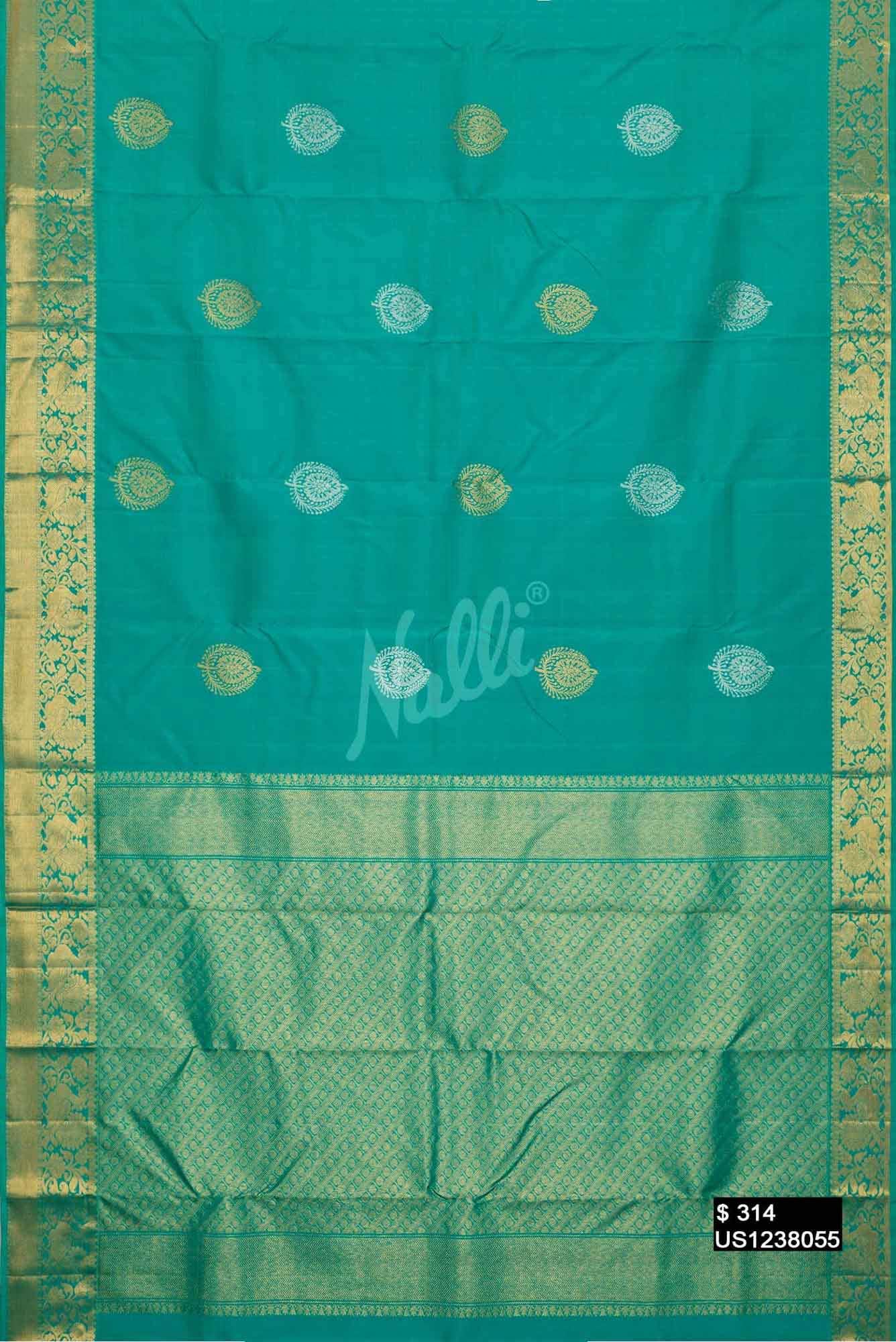 Sea Green Kanchipuram Silk Saree