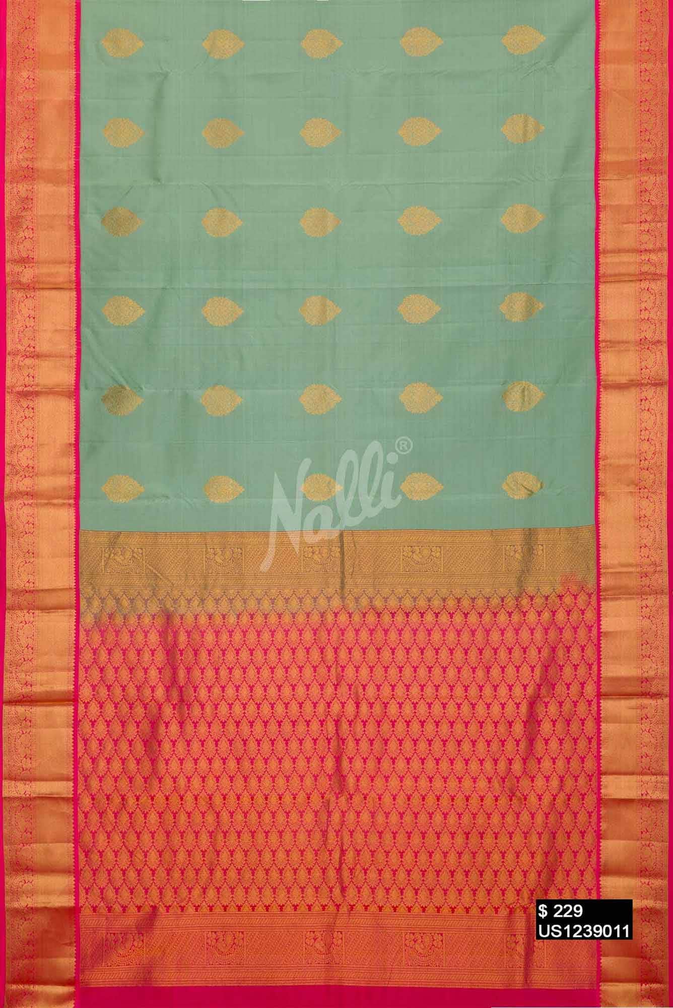 Pista Green Kanchipuram Silk Saree