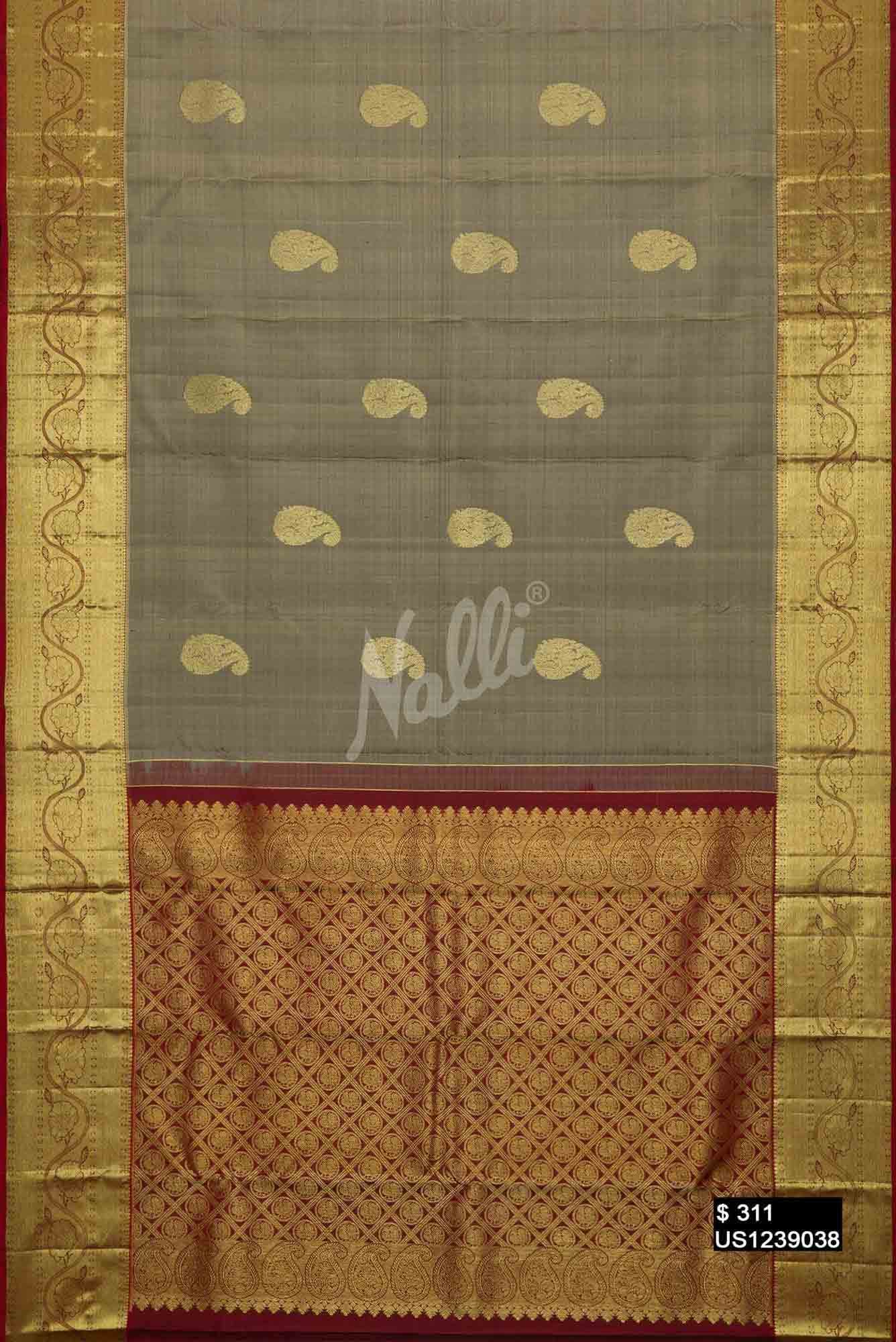 Grey Kanchipuram Silk Saree
