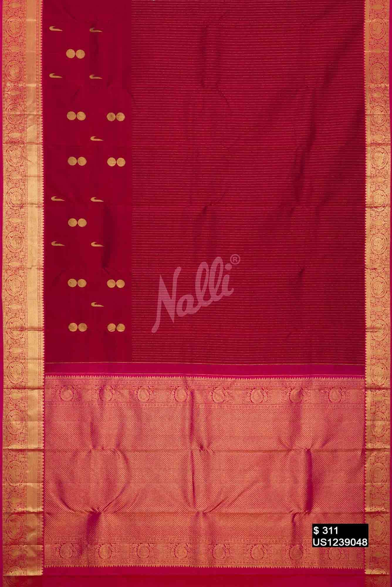 Maroon Kanchipuram Silk Saree