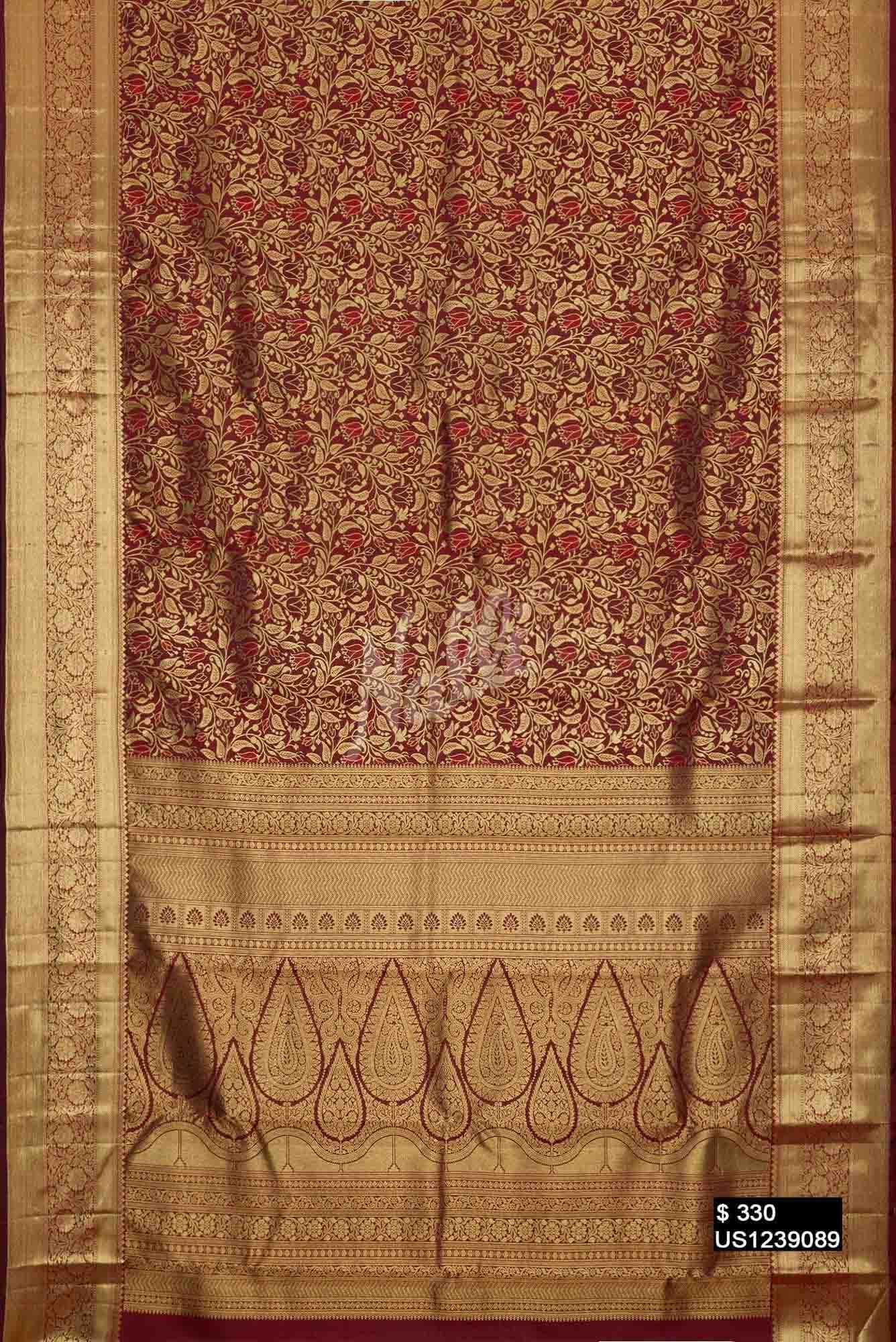 Maroon Kanchipuram Silk Saree