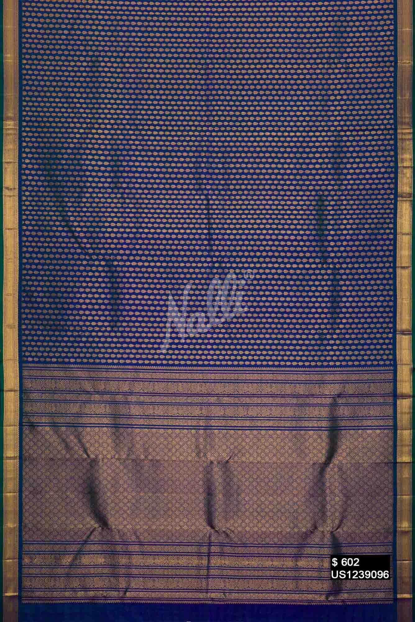 Peacock Blue Kanchipuram Silk Saree