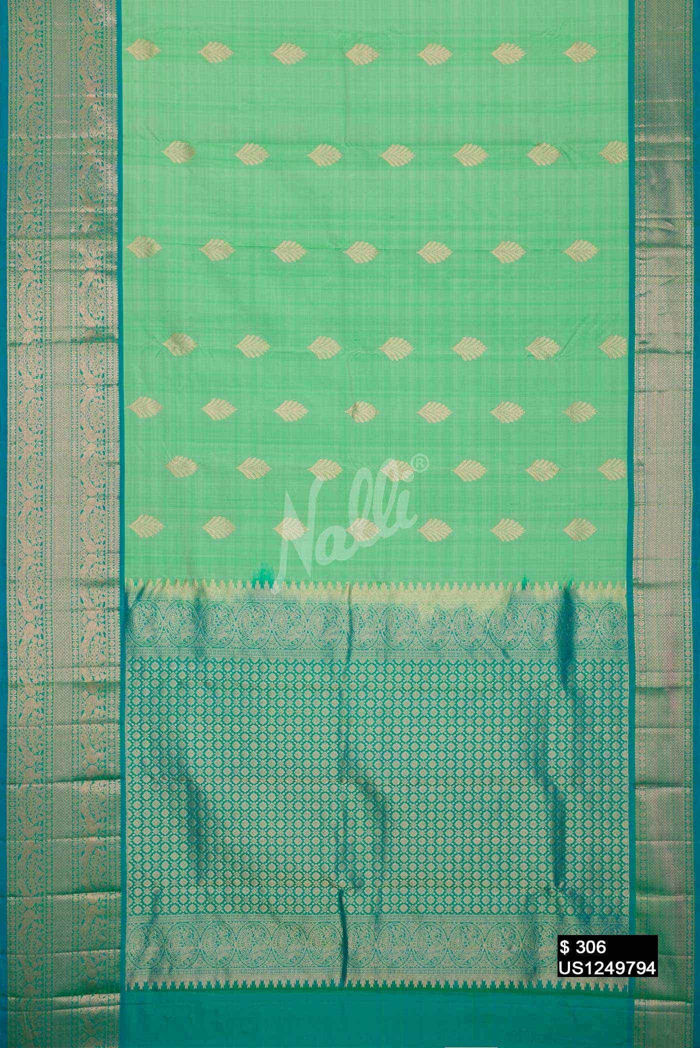 Sea Green Kanchipuram Silk Saree