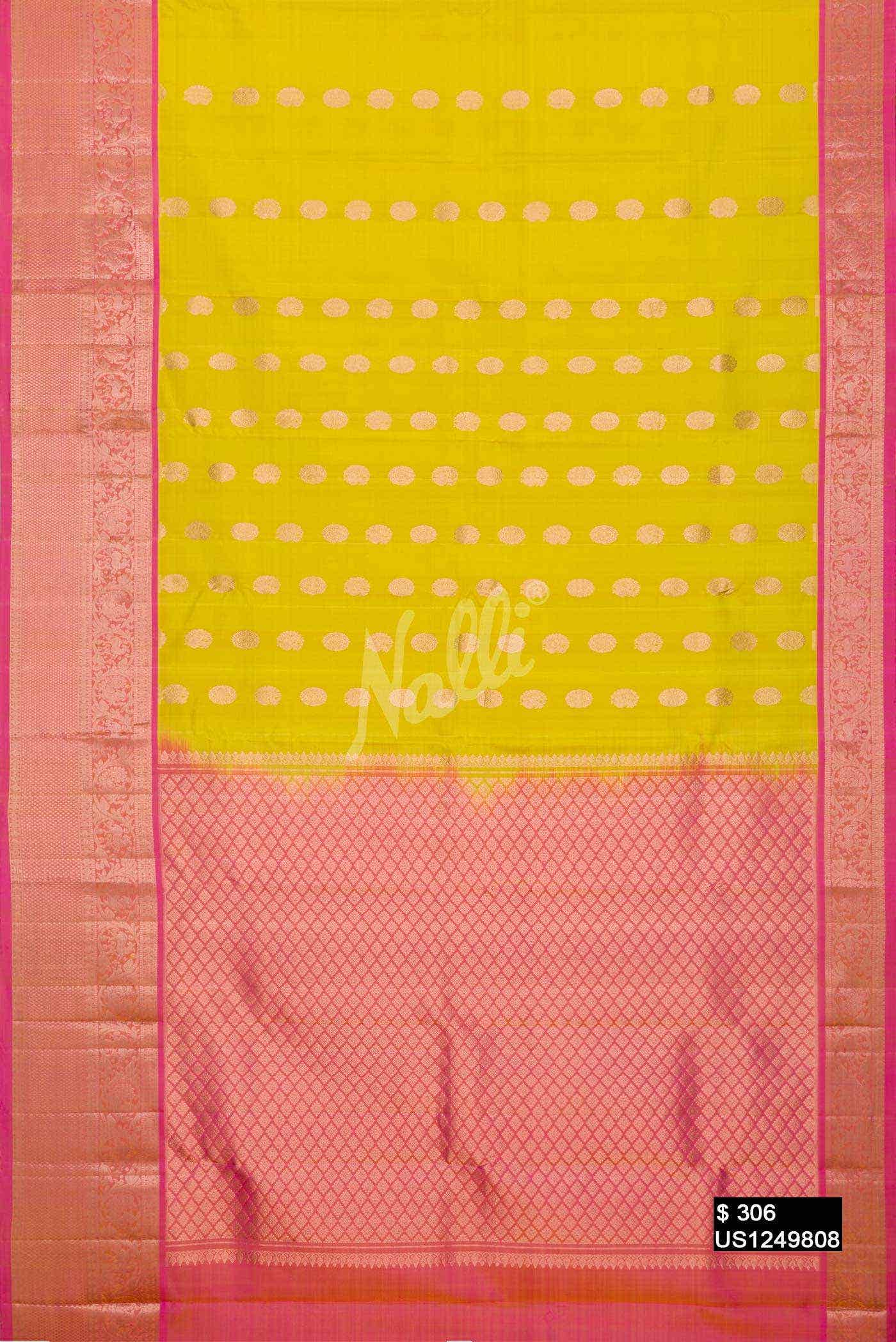 Lemon Yellow Kanchipuram Silk Saree