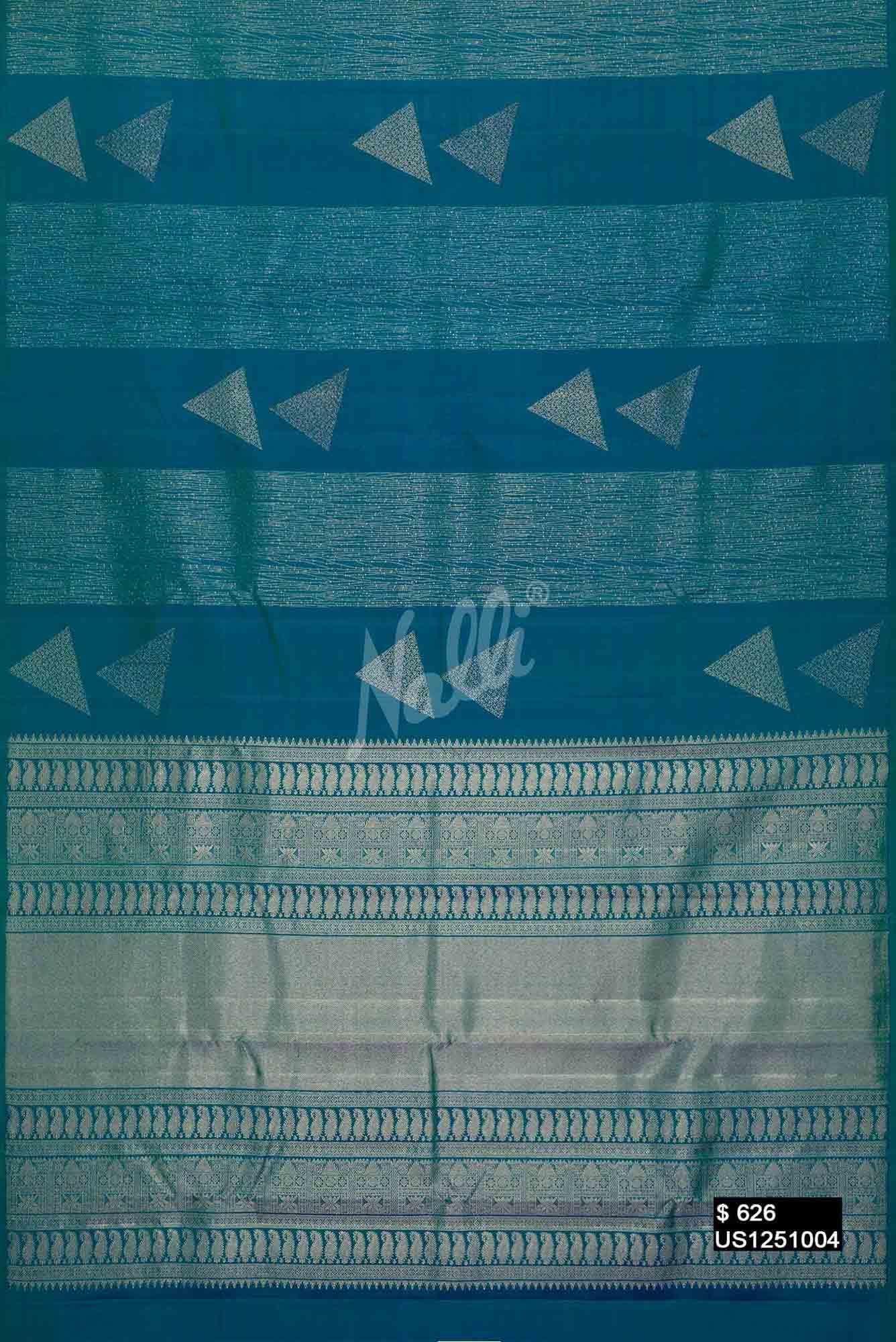 Peacock Blue Kanchipuram Silk Saree