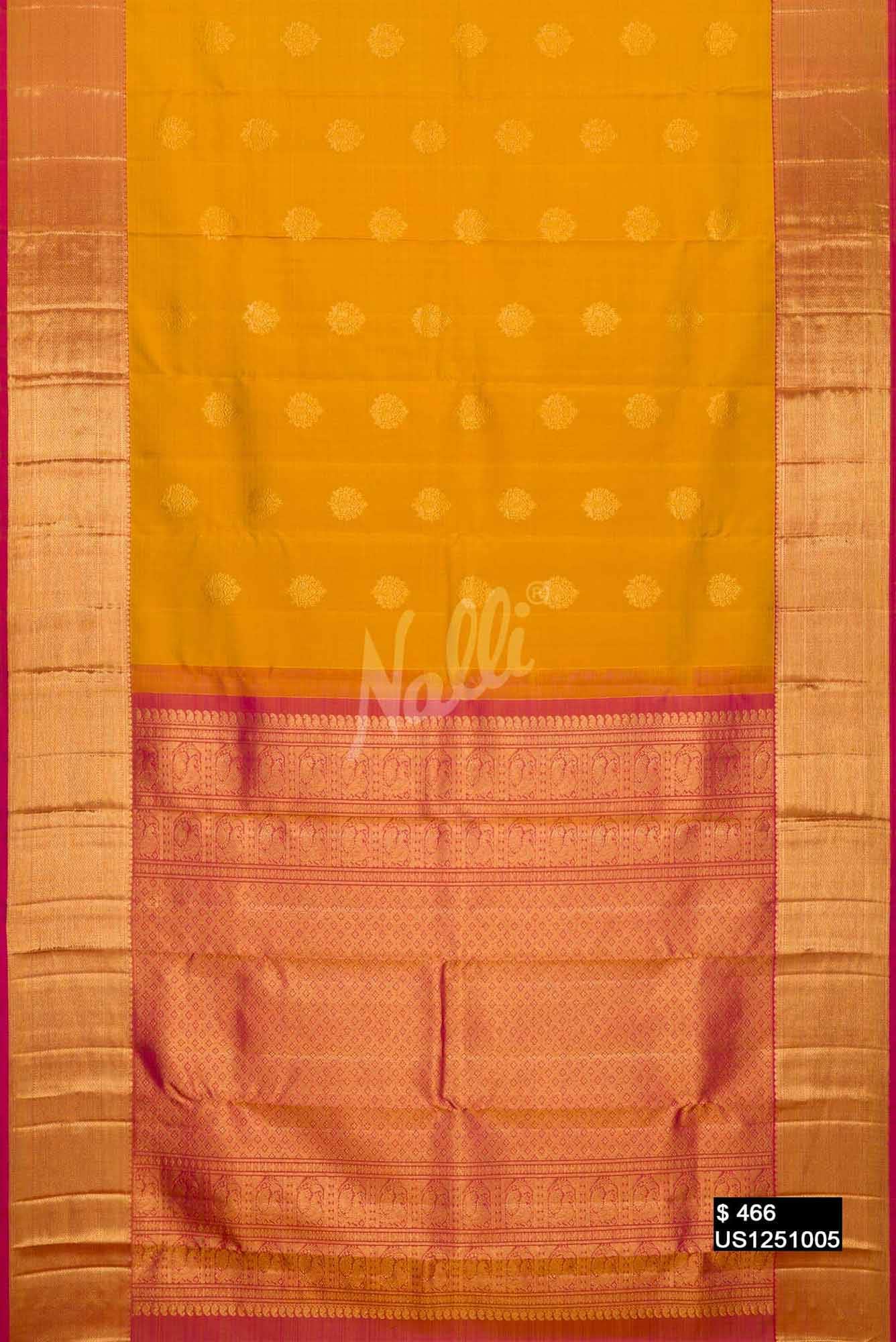Yellow Kanchipuram Silk Saree