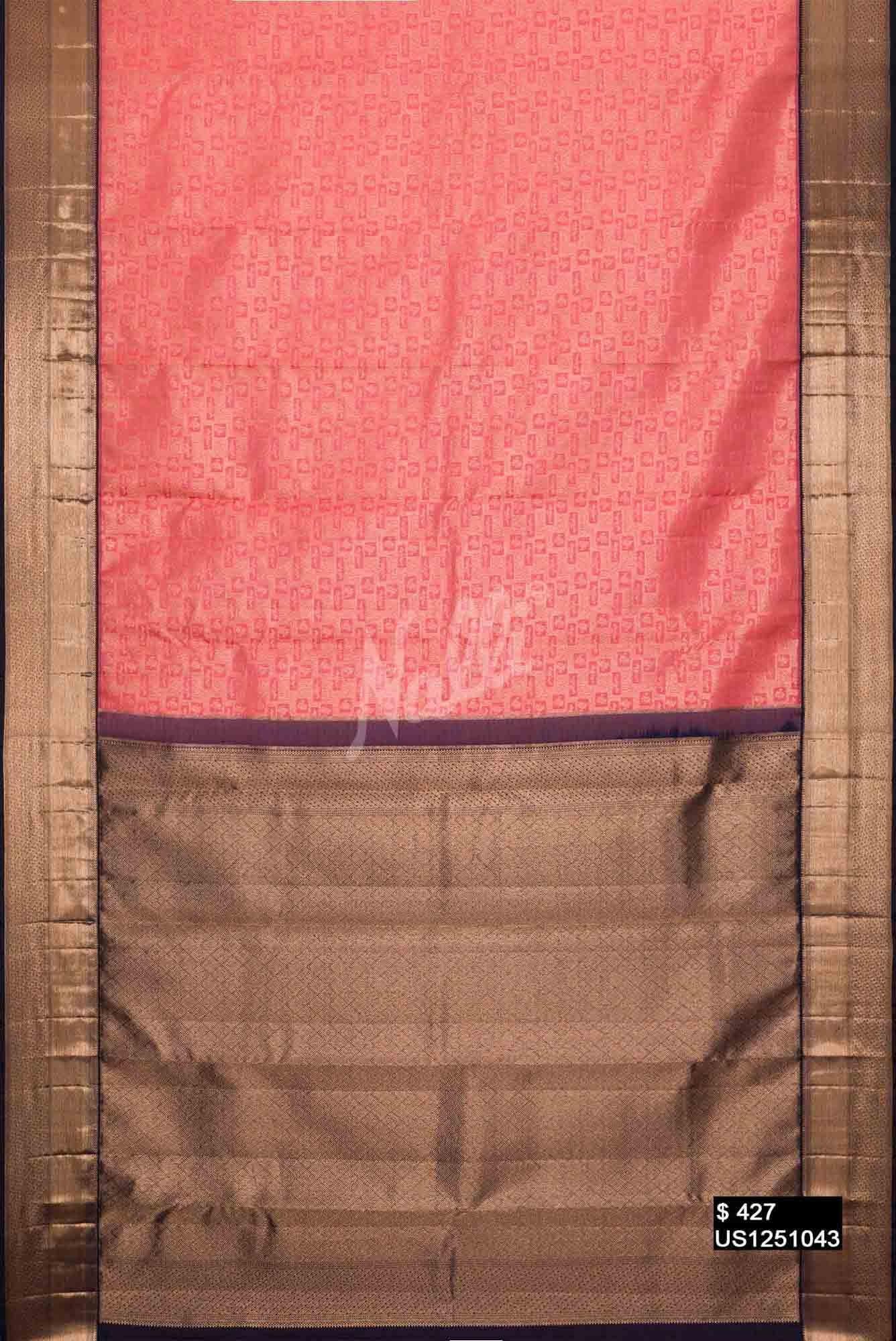 Peach Kanchipuram Silk Saree