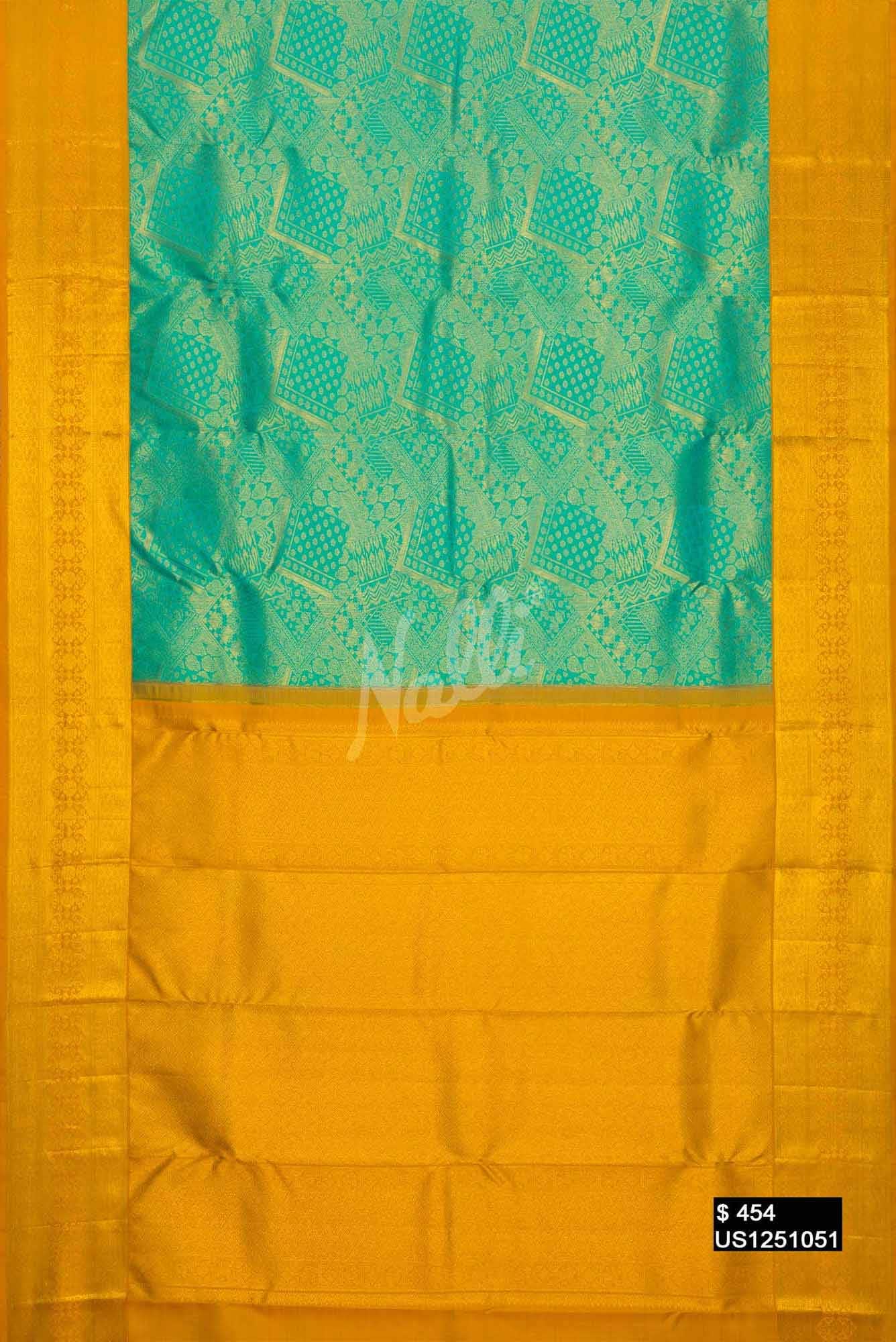Sea Green Kanchipuram Silk Saree
