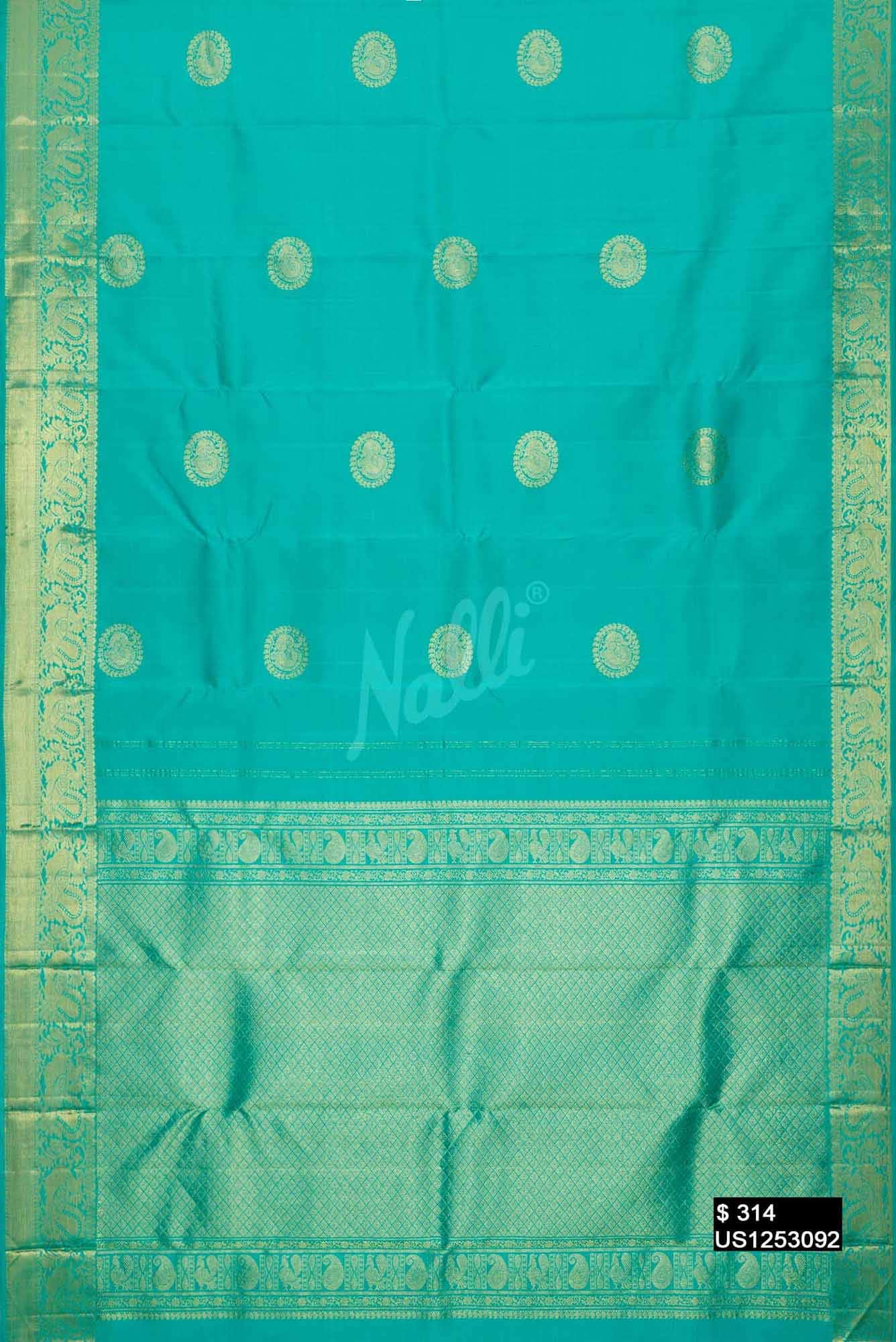 Sky Blue Kanchipuram Silk Saree