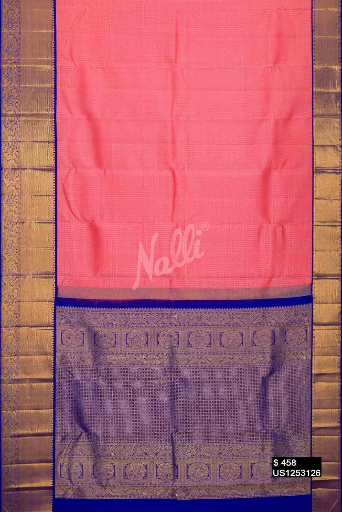 Peach Kanchipuram Silk Saree
