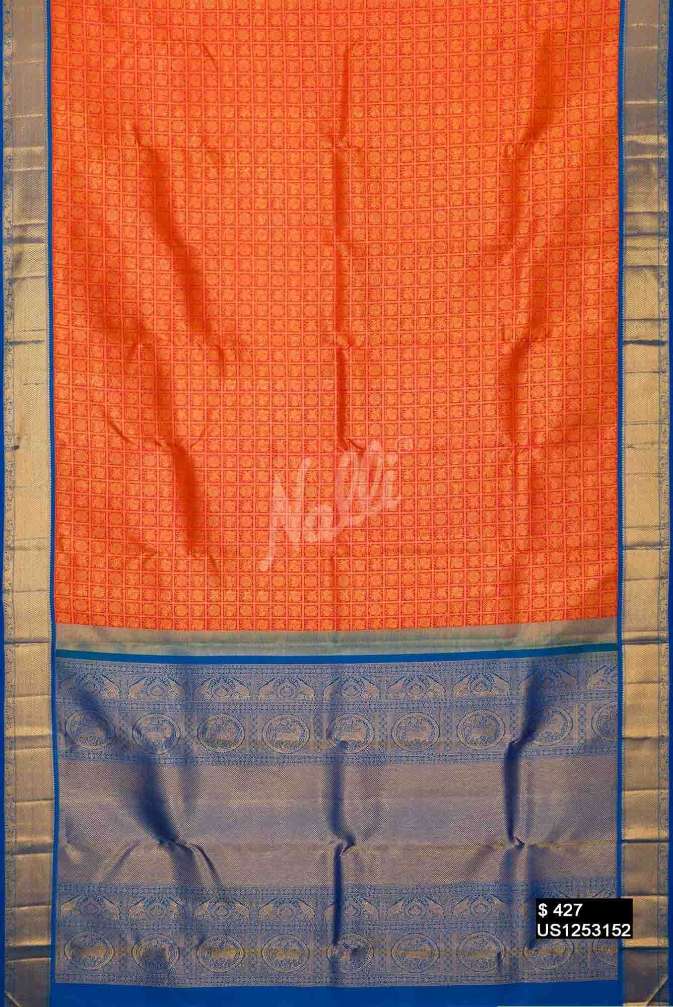 Orange Kanchipuram Silk Saree