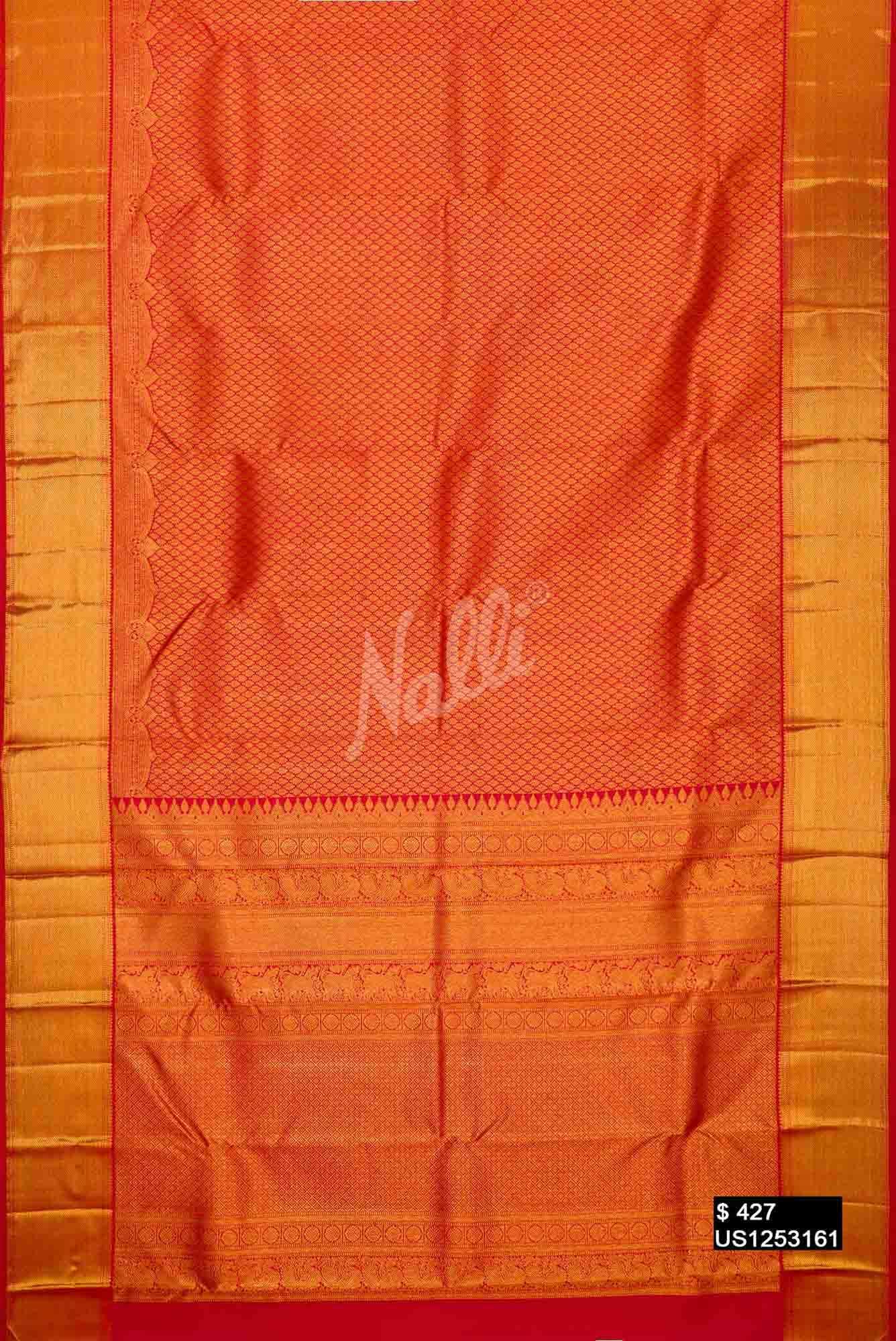 Orange Kanchipuram Silk Saree
