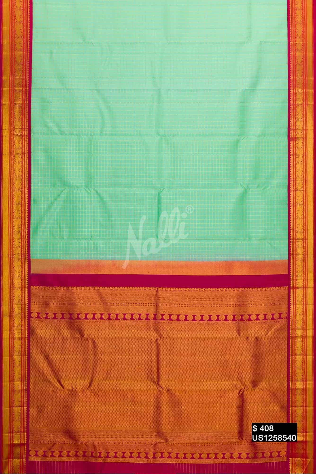 Sea Green Kanchipuram Silk Saree