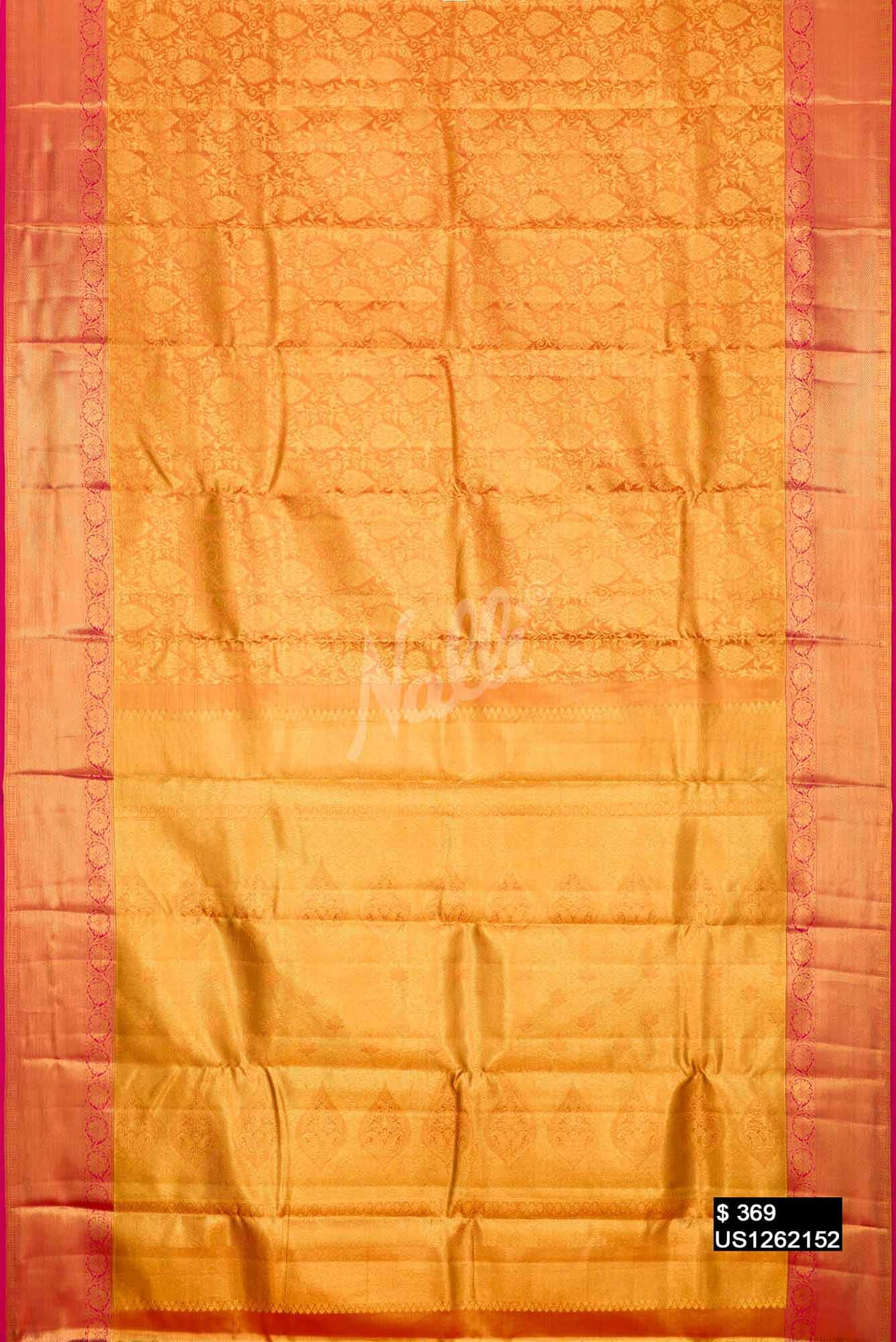 Orange Kanchipuram Tissue Silk Saree